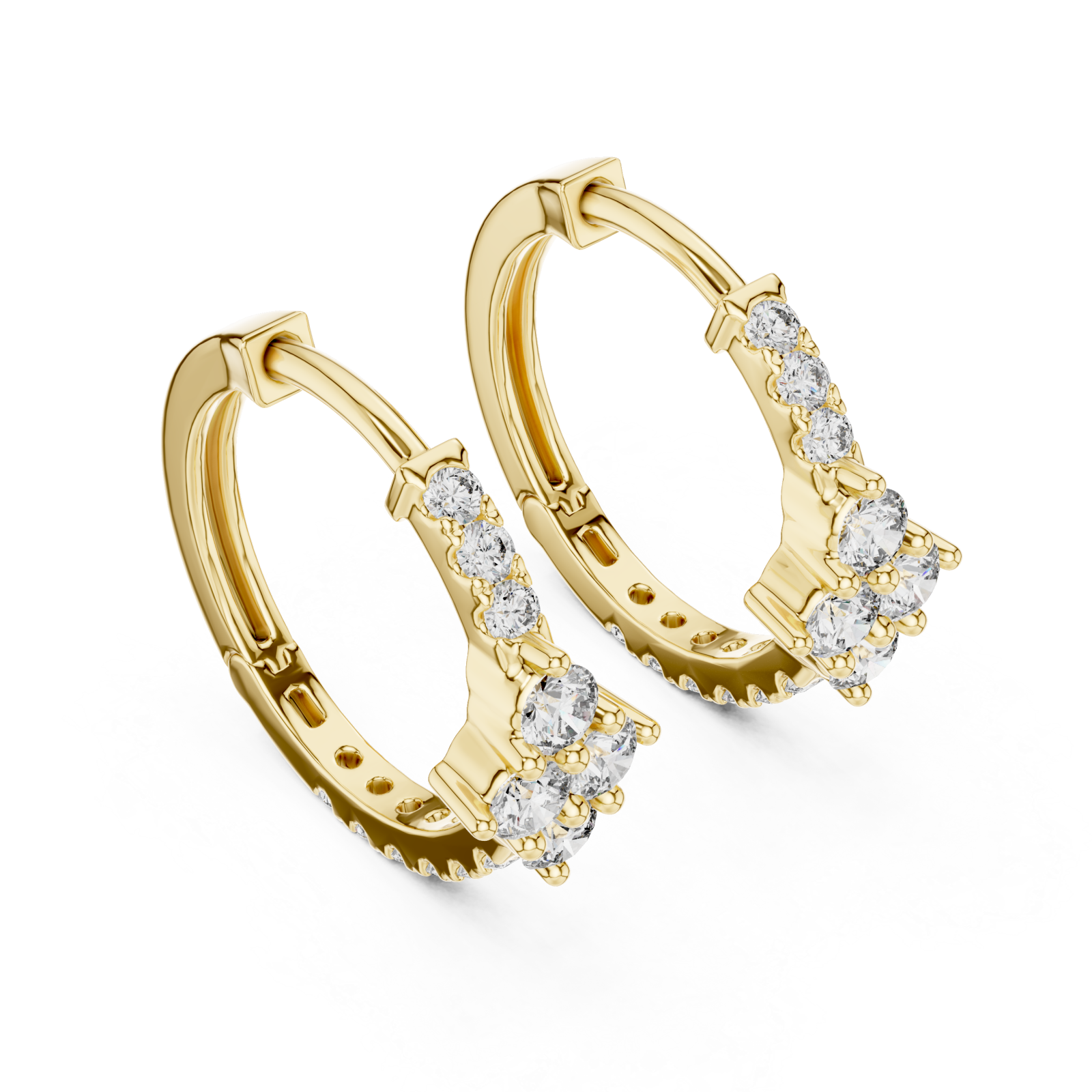 Gold Serenade in Bloom Floral Detailed Hoop Earrings Right View