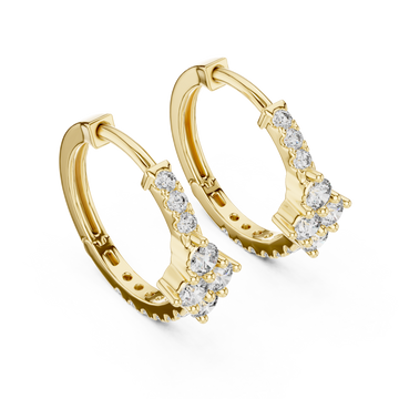 Gold Serenade in Bloom Floral Detailed Hoop Earrings Right View