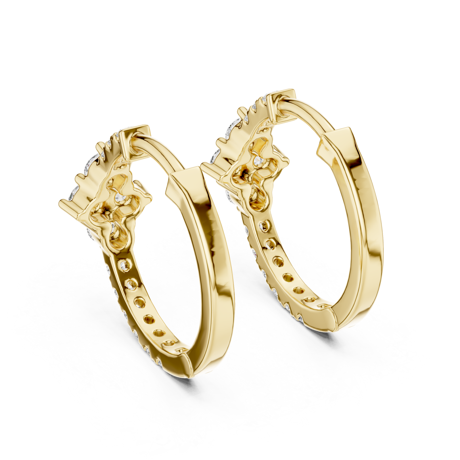  Gold Serenade in Bloom Floral Detailed Hoop Earrings Side View