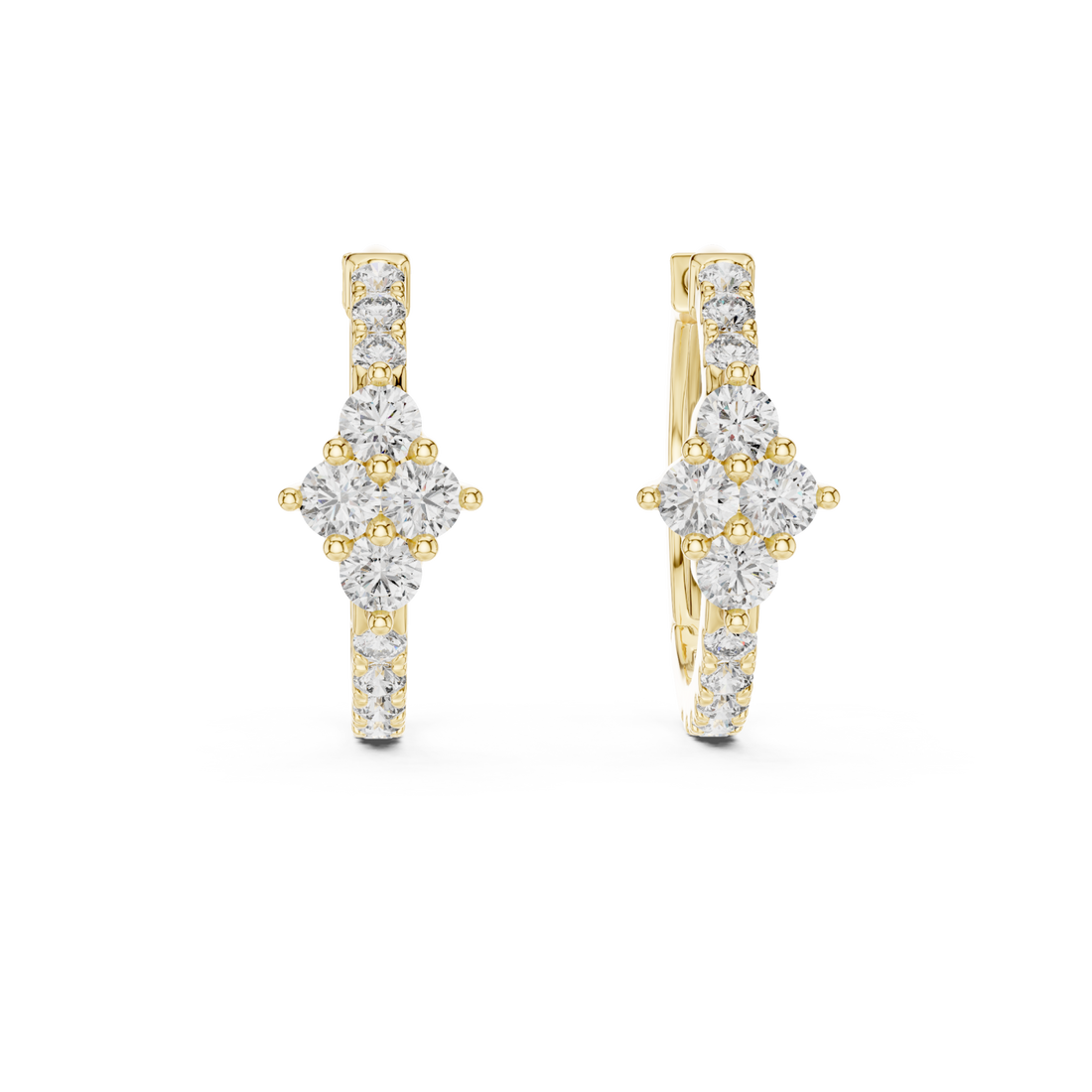 Gold Serenade in Bloom Floral Detailed Hoop Earrings Right View