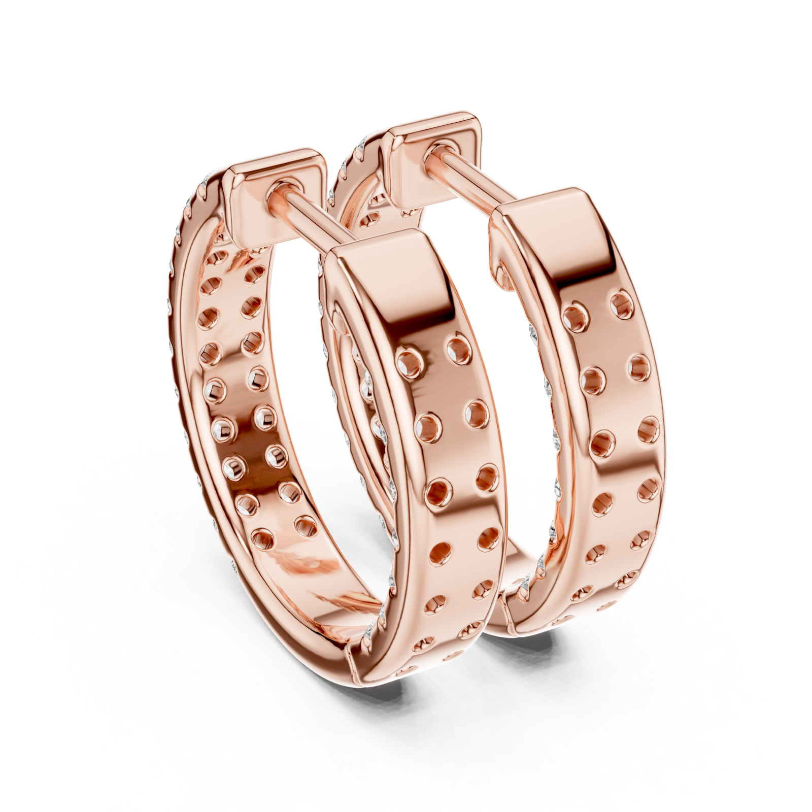  Rose Gold Radiant Embrace Huggie Earrings Side View