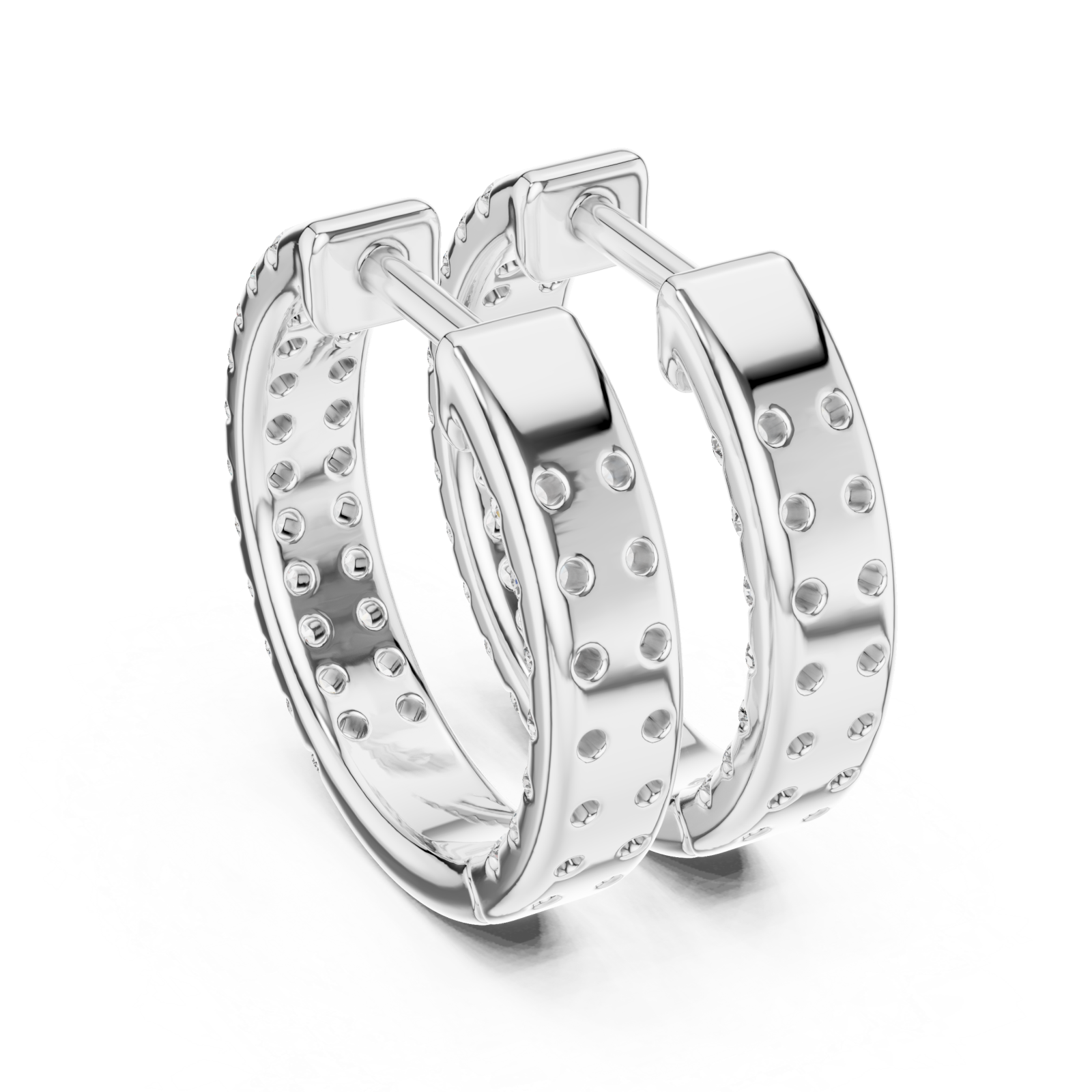  White Gold Radiant Embrace Huggie Earrings Side View