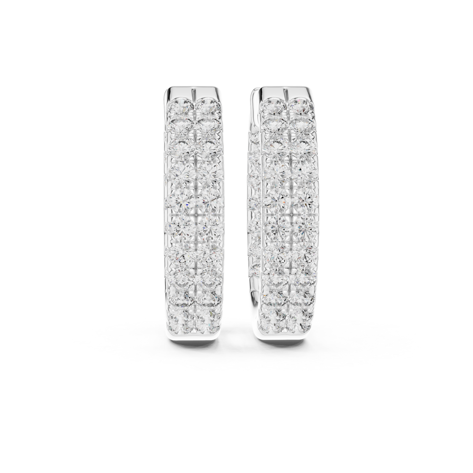  White Gold Radiant Embrace Huggie Earrings Front View