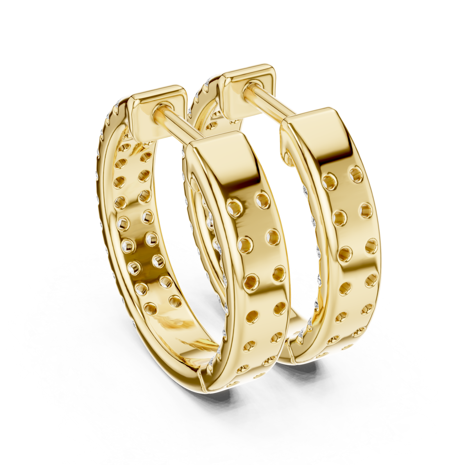  Gold Radiant Embrace Huggie Earrings Side View
