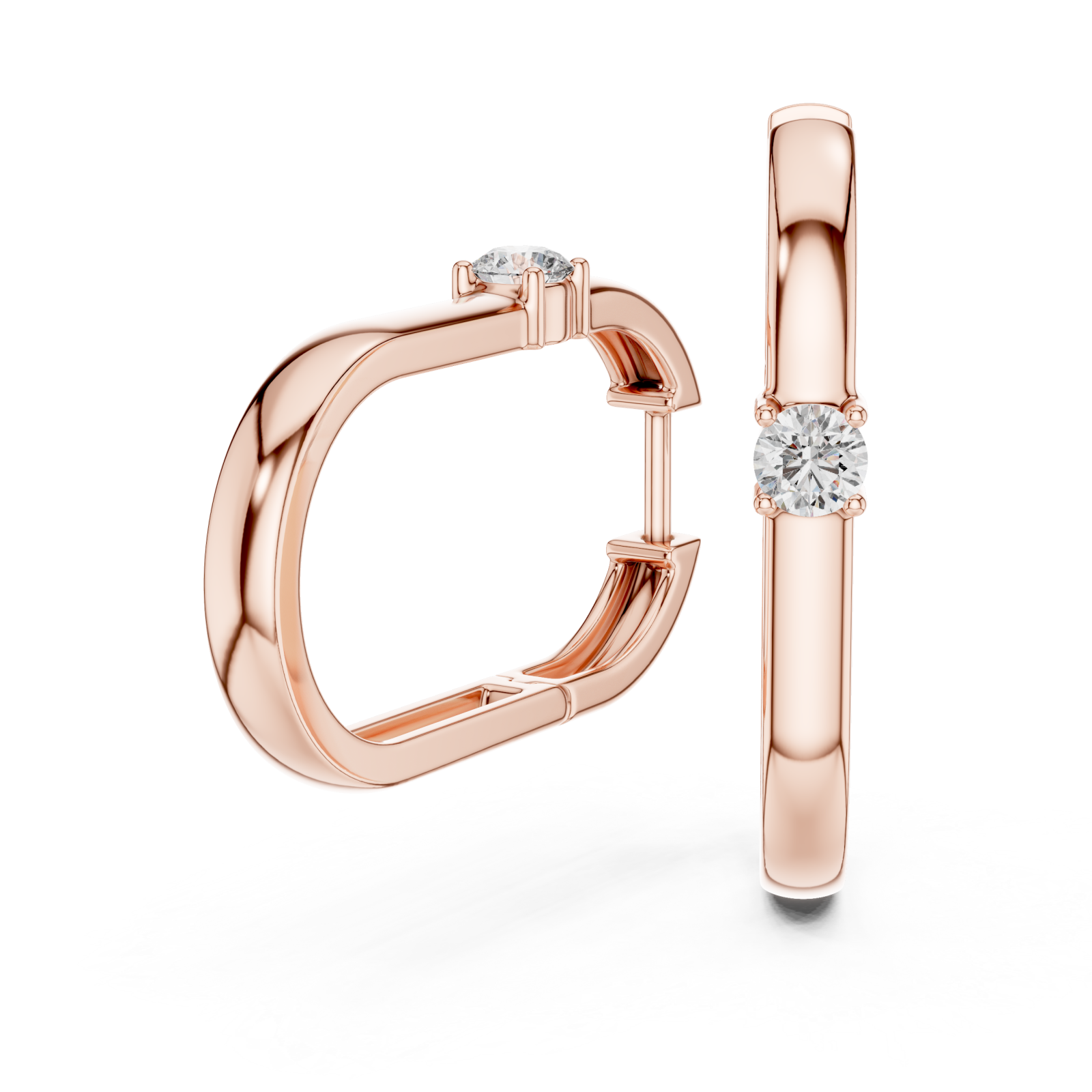  Rose Gold Radiant Elegance Hoop Earrings Left View