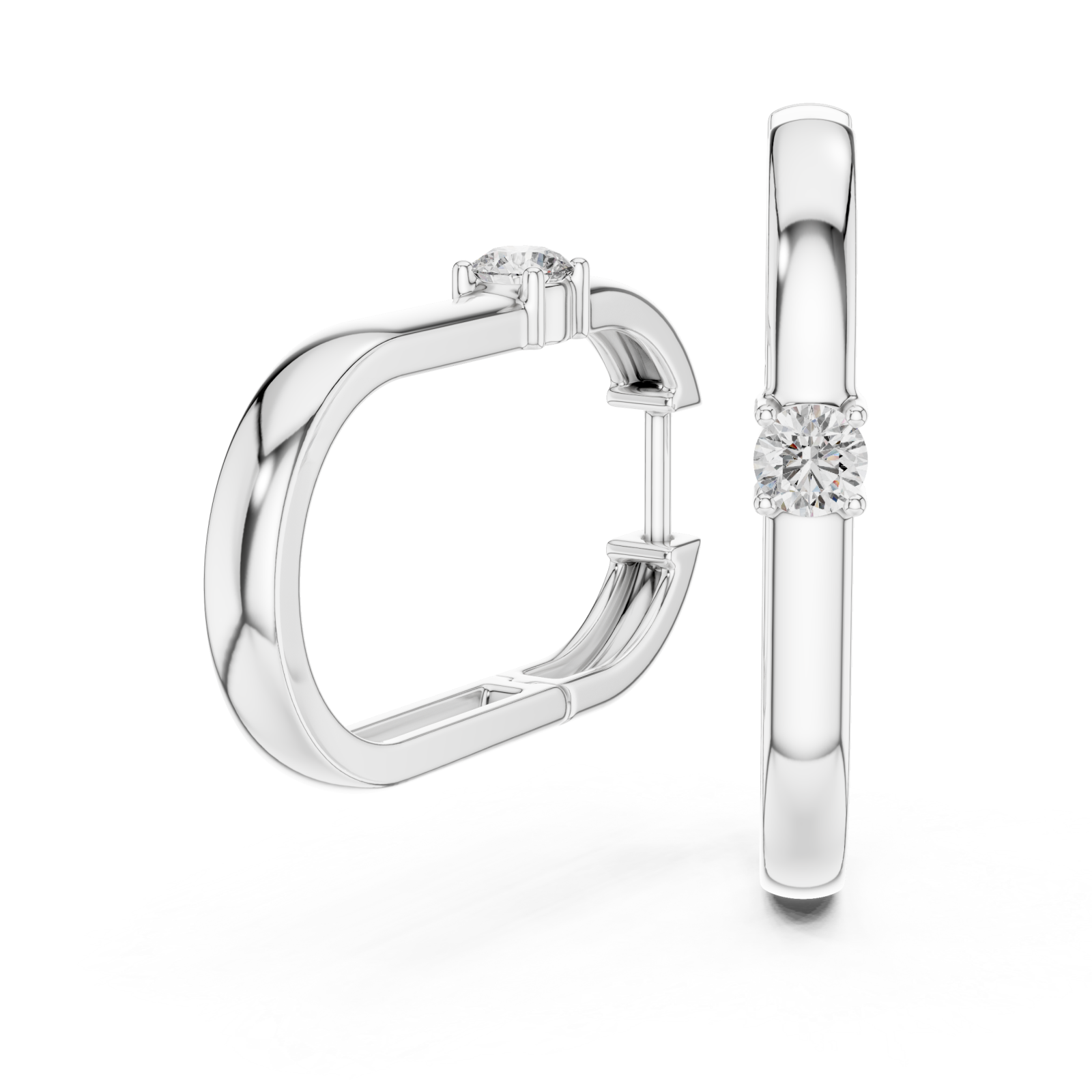  White Gold Radiant Elegance Hoop Earrings Left View