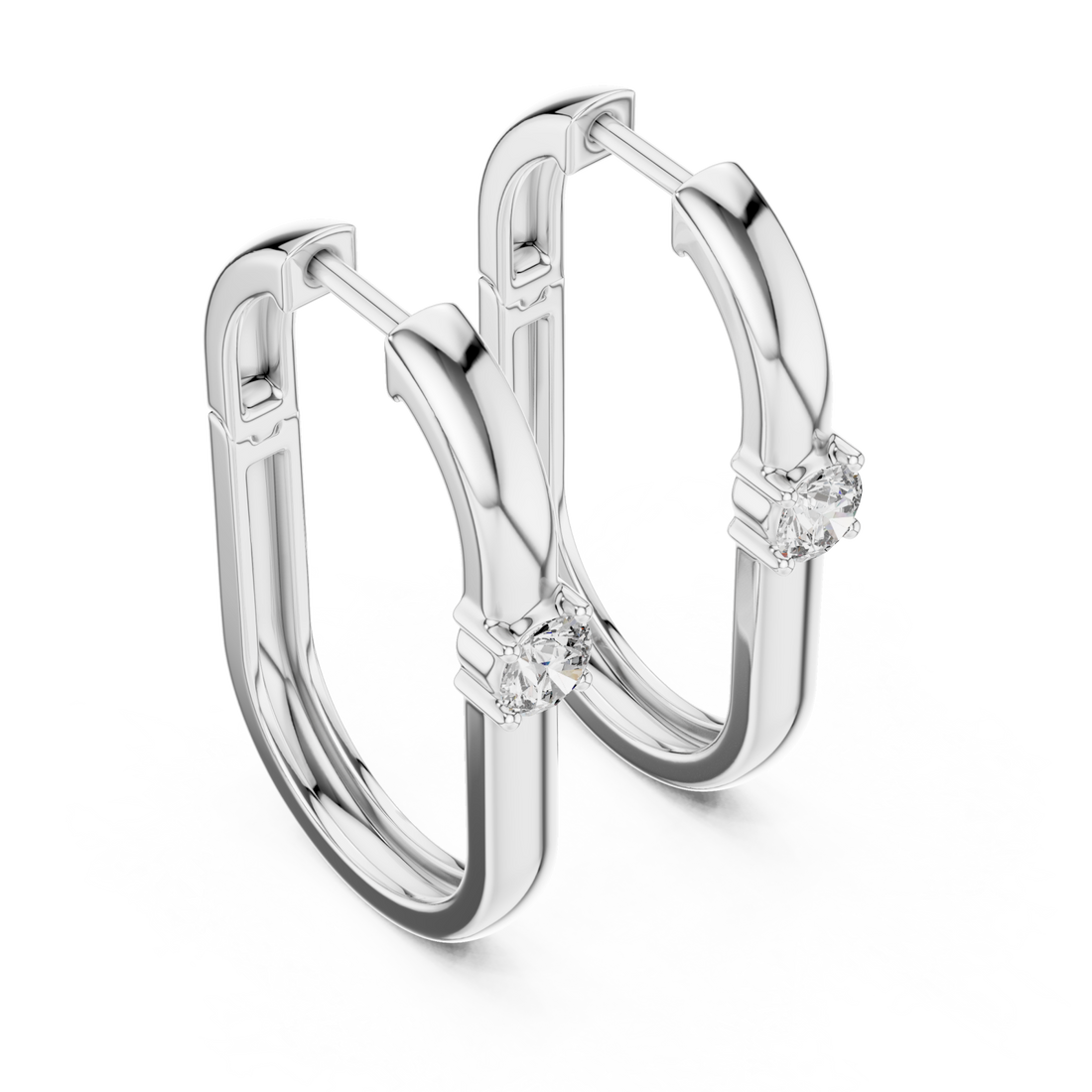  White Gold Radiant Elegance Hoop Earrings Right View