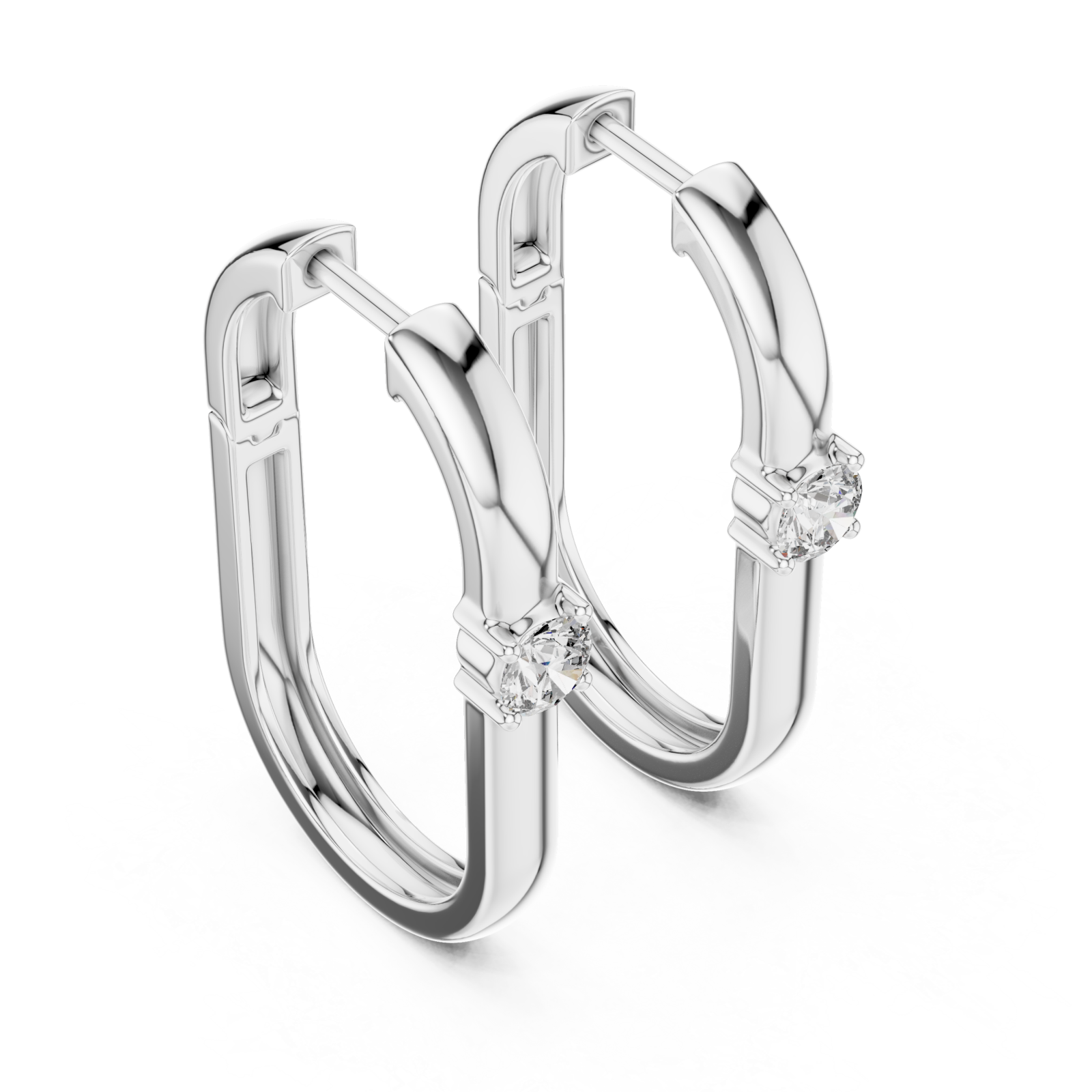  White Gold Radiant Elegance Hoop Earrings Right View