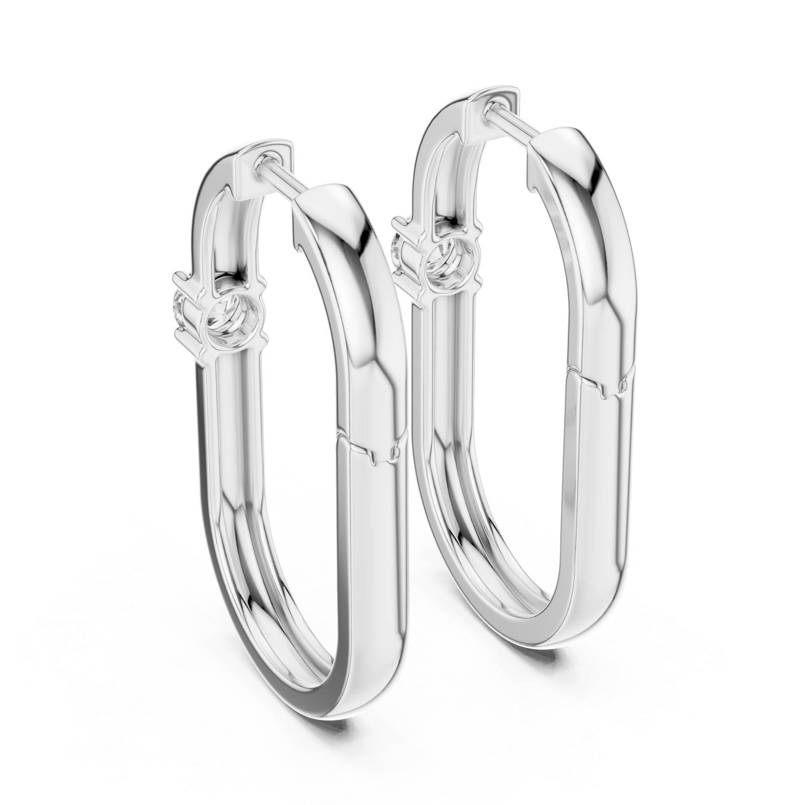  White Gold Radiant Elegance Hoop Earrings Side View