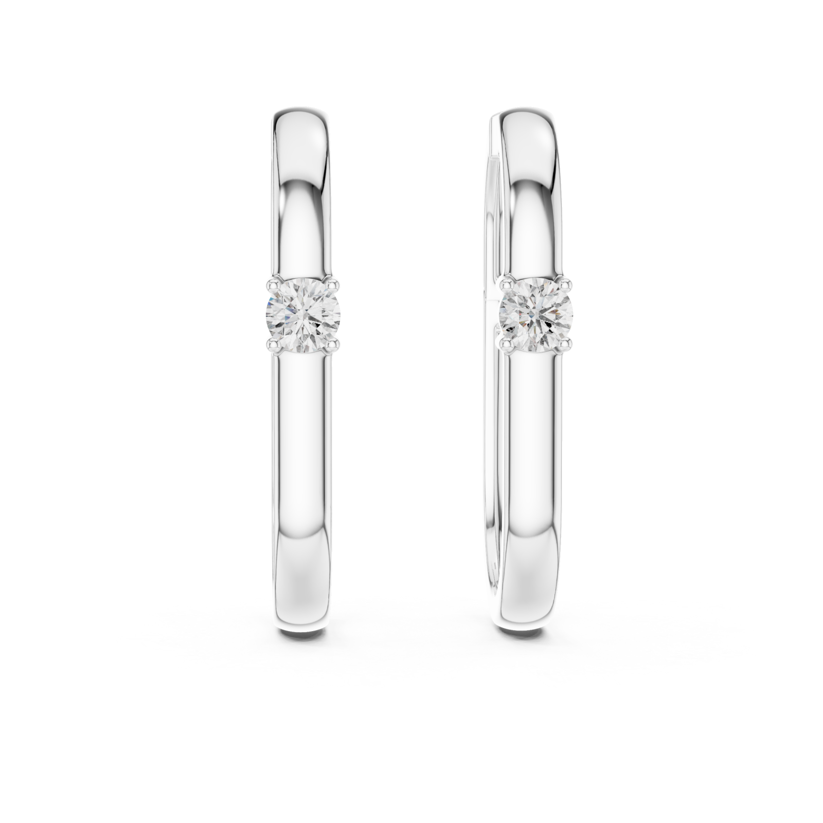  White Gold Radiant Elegance Hoop Earrings Front View