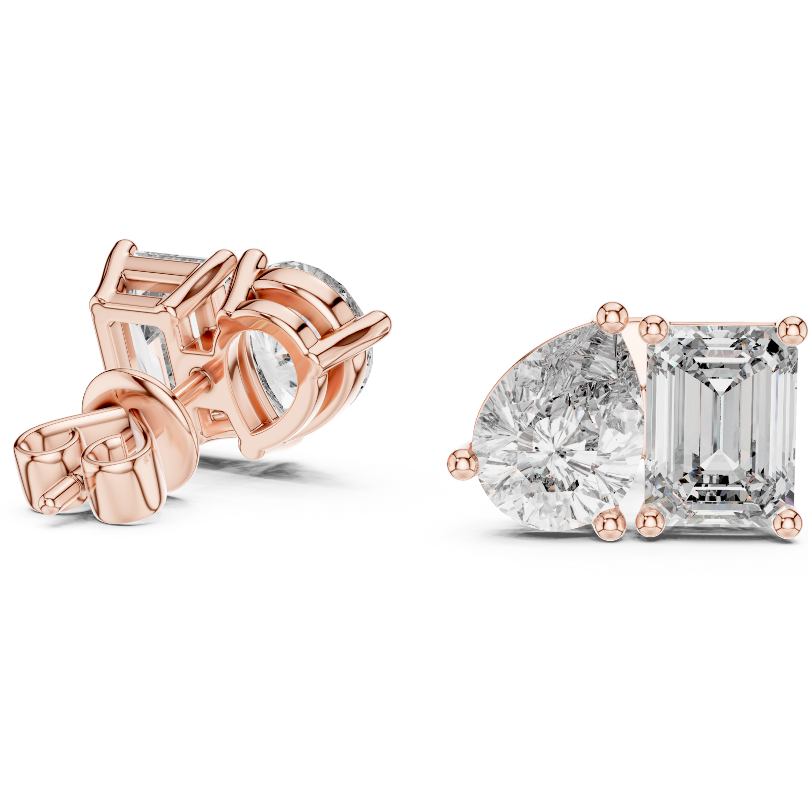  Rose Gold Enchanted Lumiere Petite Stud Earrings Left View