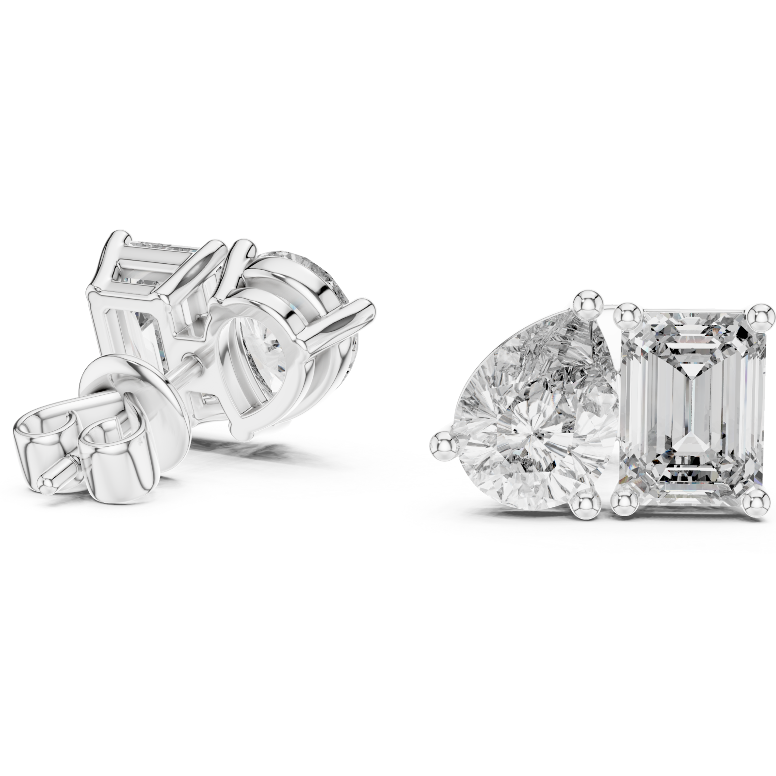  White Gold Enchanted Lumiere Petite Stud Earrings Left View