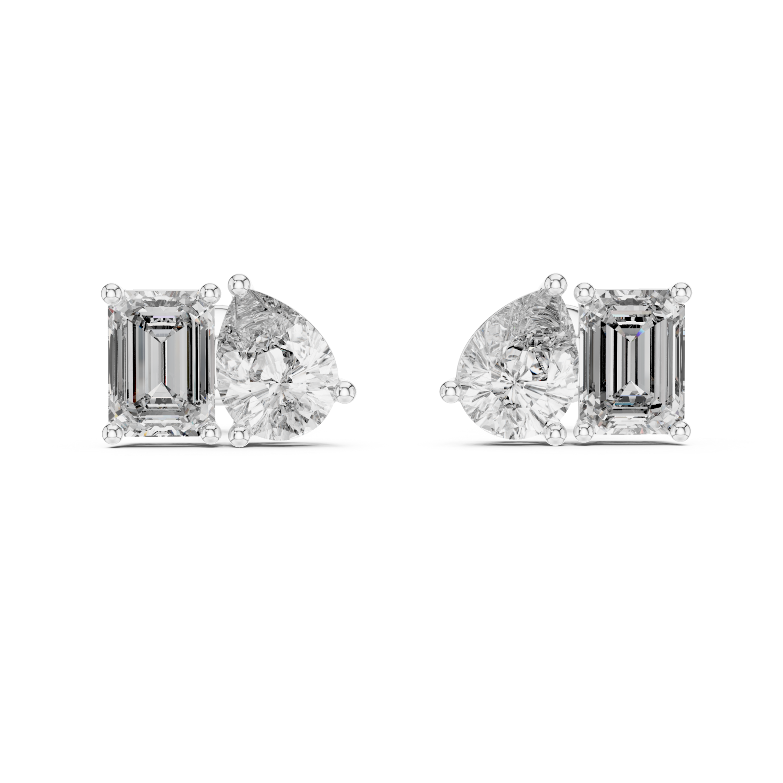  White Gold Enchanted Lumiere Petite Stud Earrings Front View