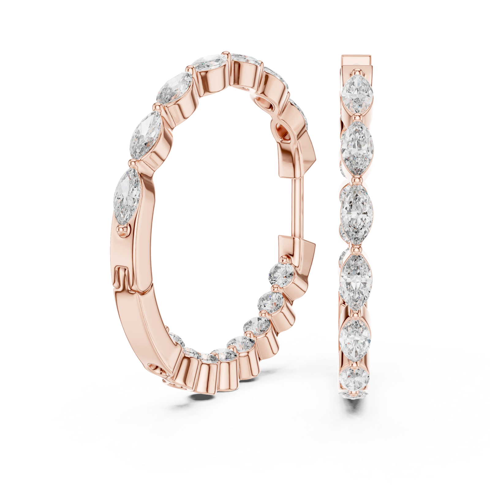  Rose Gold Lustrous Belle Open Hoop Earrings Left View