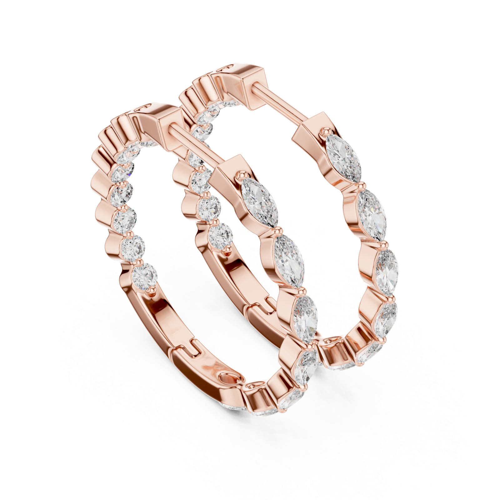  Rose Gold Lustrous Belle Open Hoop Earrings Right View
