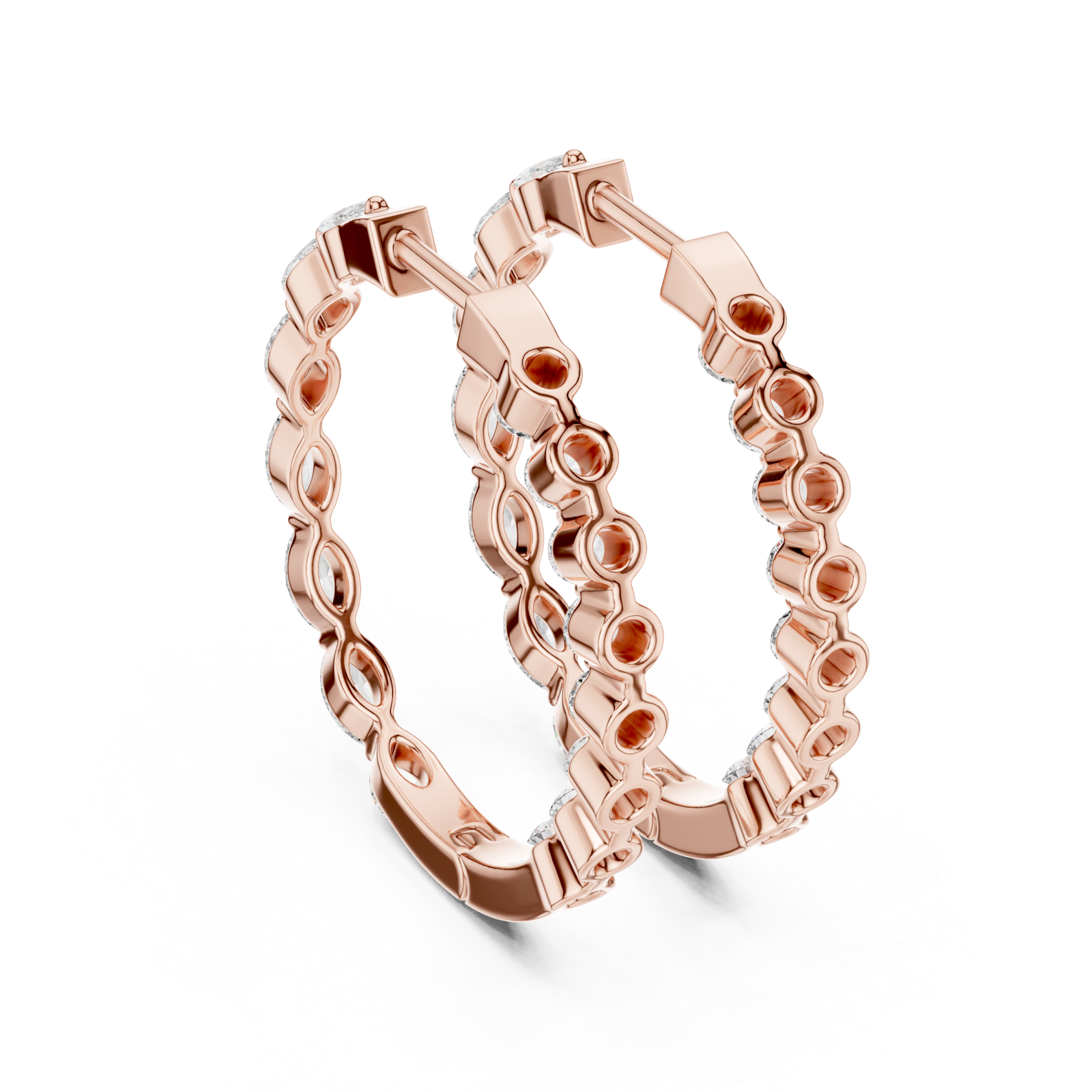  Rose Gold Lustrous Belle Open Hoop Earrings Side View