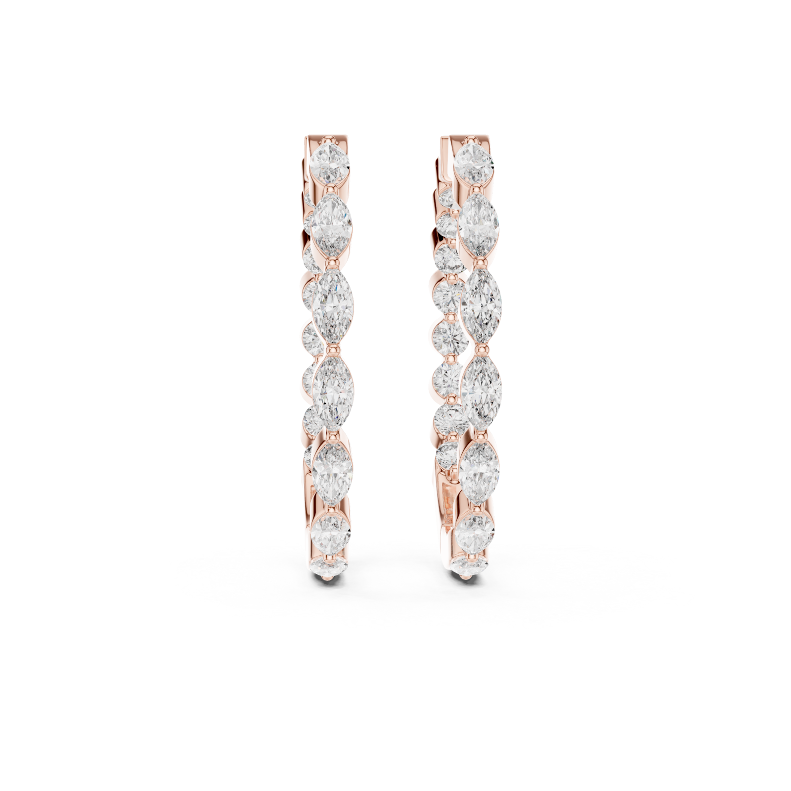  Rose Gold Lustrous Belle Open Hoop Earrings Front View