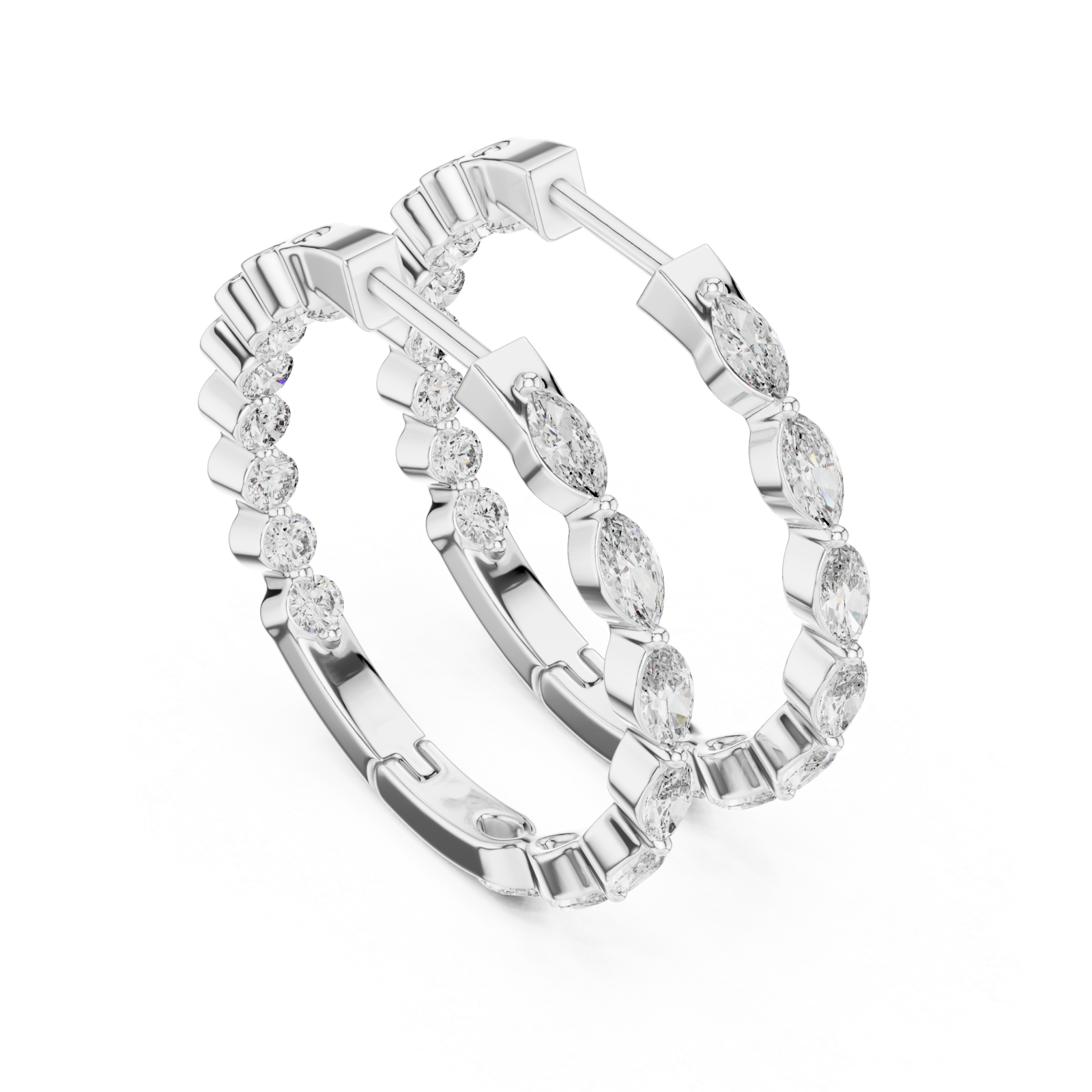  White Gold Lustrous Belle Open Hoop Earrings Right View