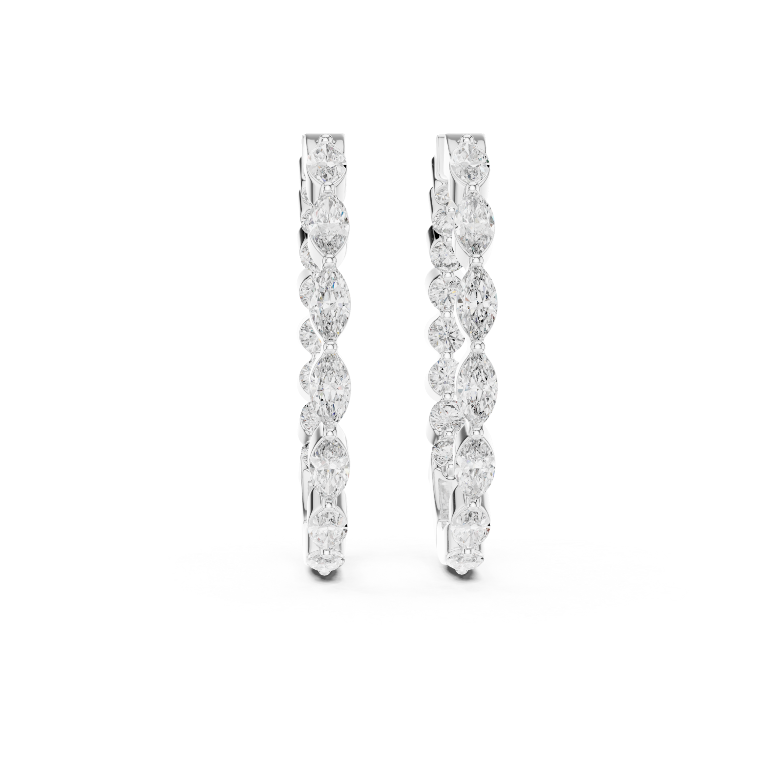  White Gold Lustrous Belle Open Hoop Earrings Front View