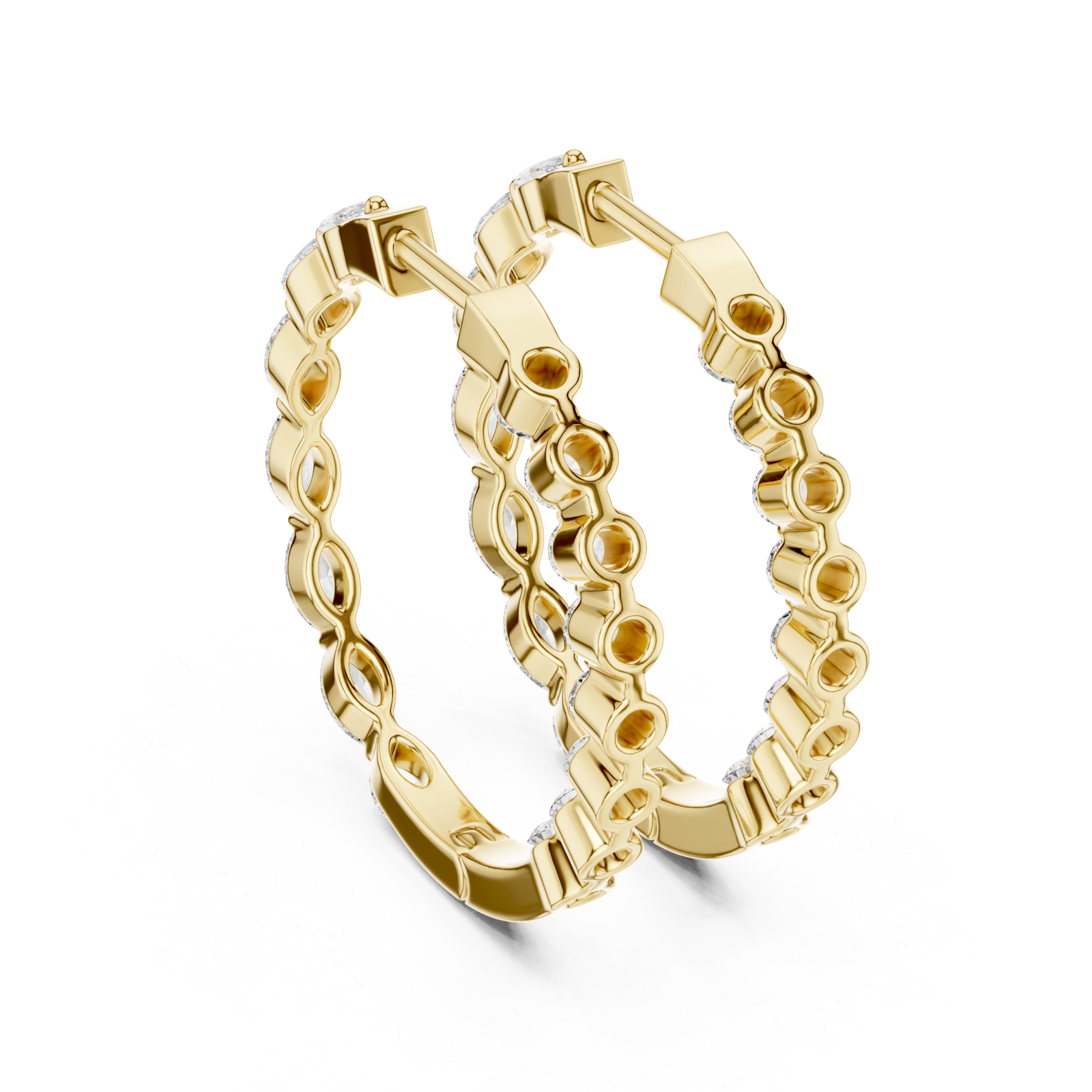  Gold Lustrous Belle Open Hoop Earrings Side View