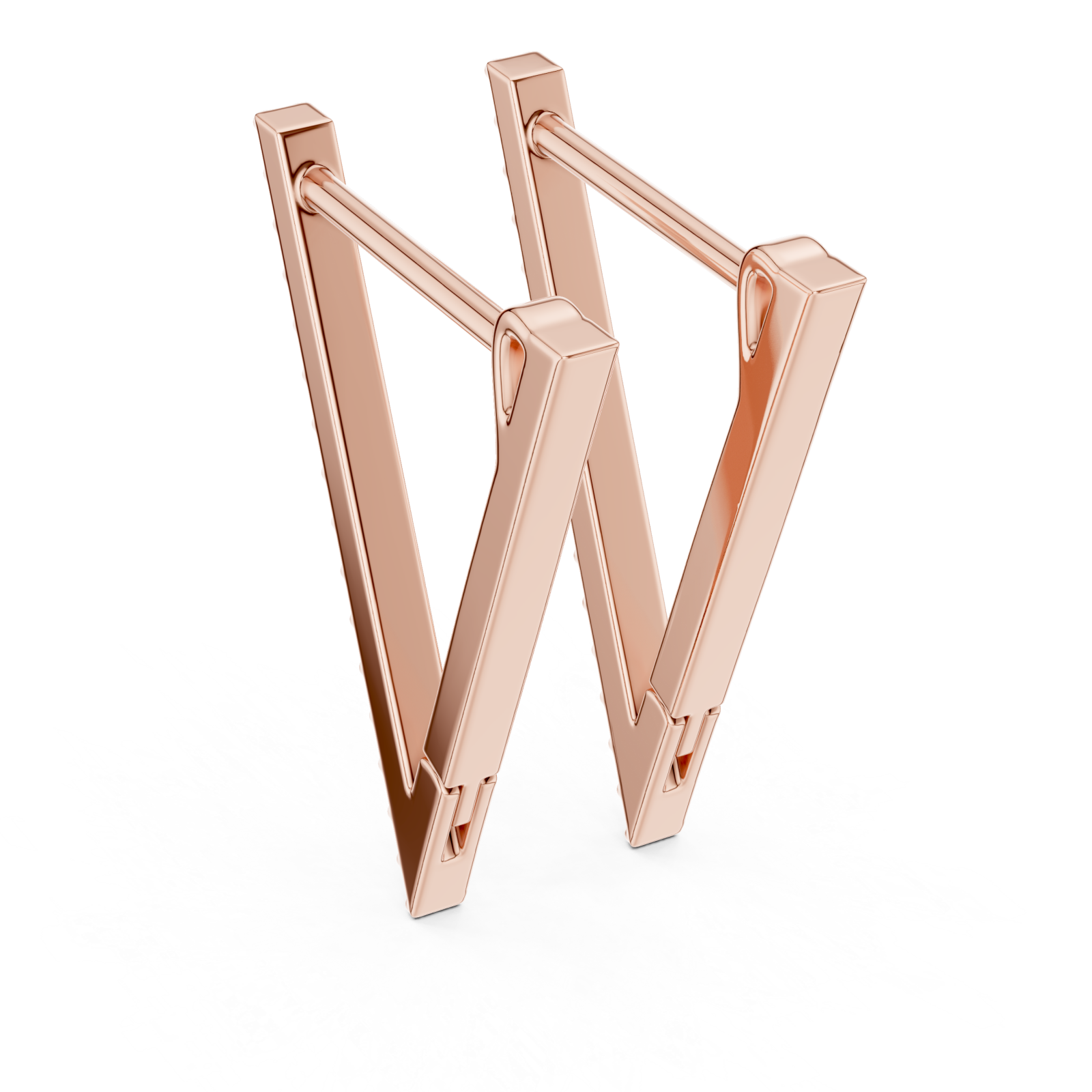  Rose Gold Poised Elegance Linear Hoop Earrings Side View