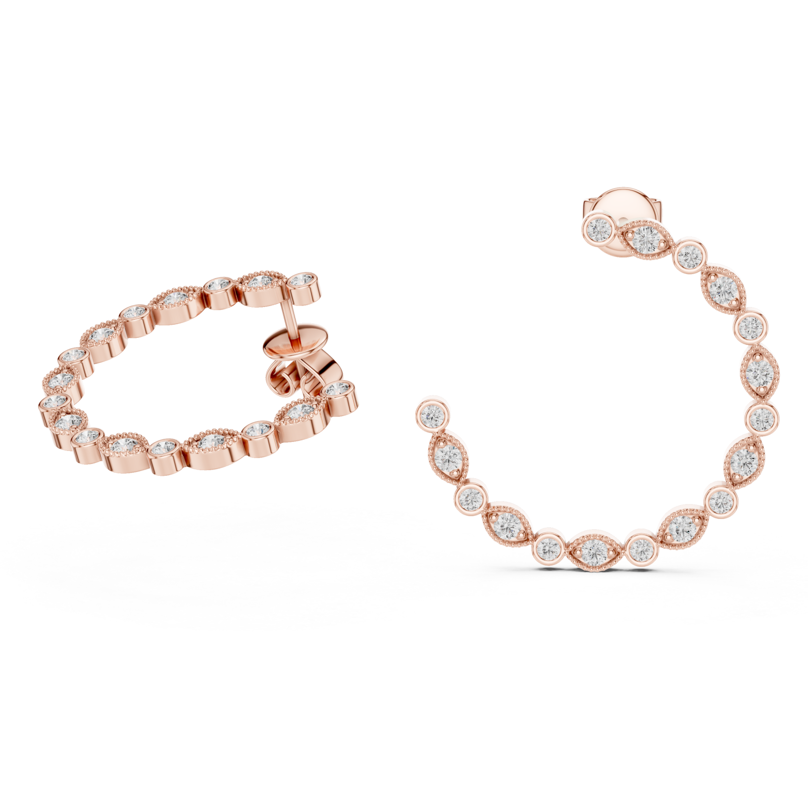  Rose Gold Petal Bead Embrace Earrings Left View
