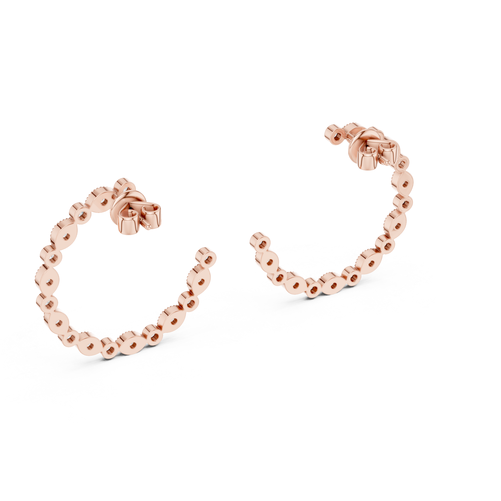  Rose Gold Petal Bead Embrace Earrings Side View