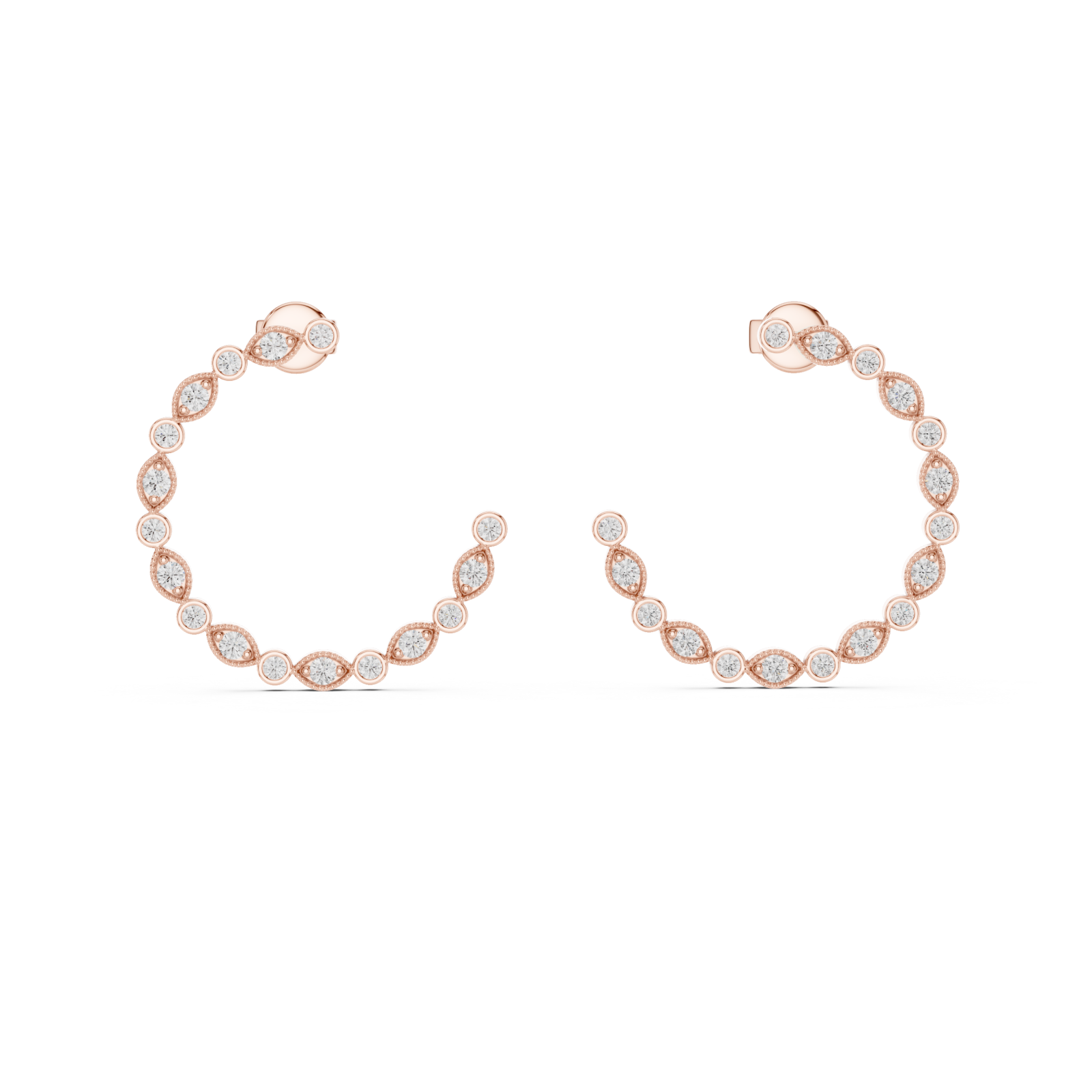  Rose Gold Petal Bead Embrace Earrings Front View