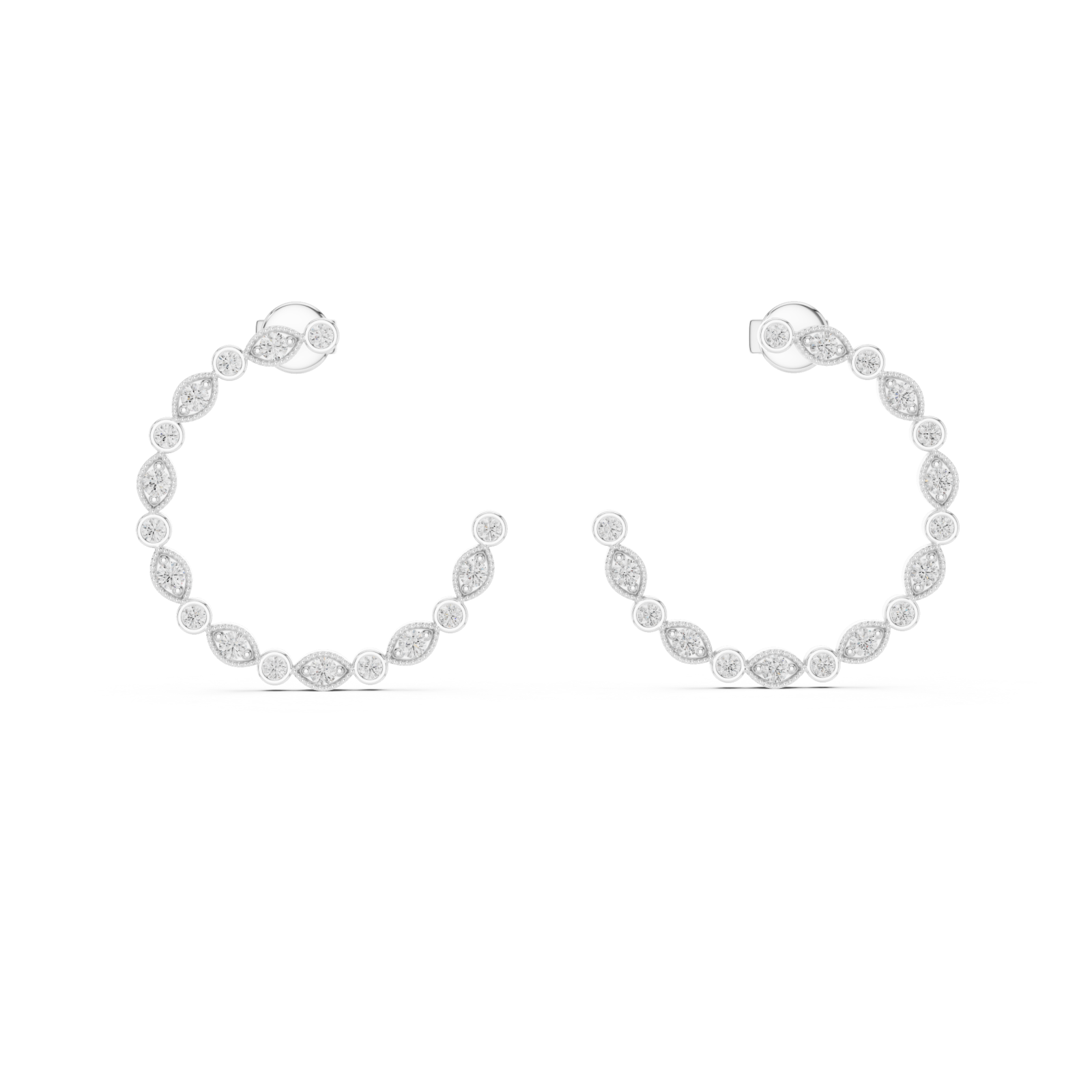  White Gold Petal Bead Embrace Earrings Front View