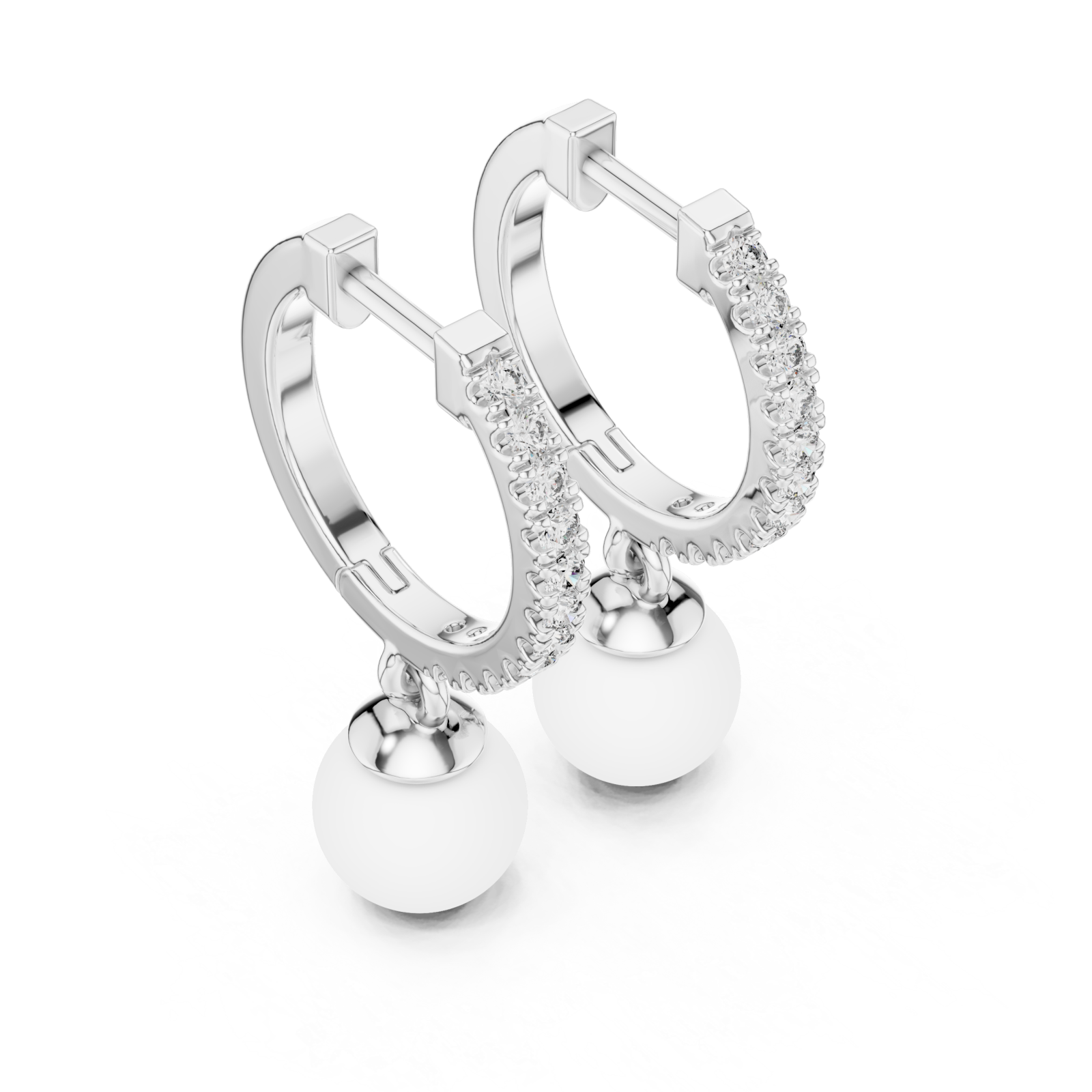  White Gold Radiant Harmony Jewel Hoop Earrings Right View