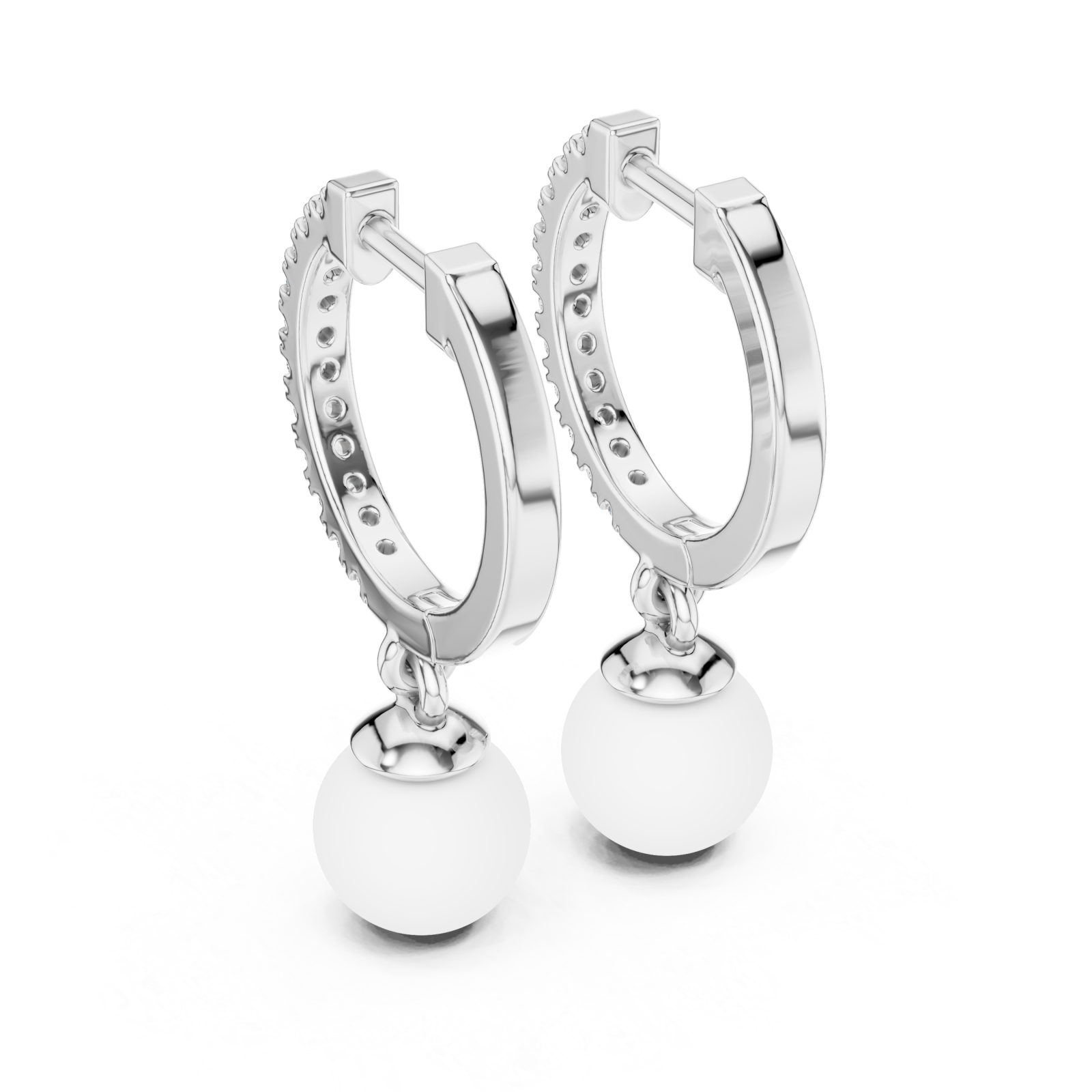  White Gold Radiant Harmony Jewel Hoop Earrings Side View