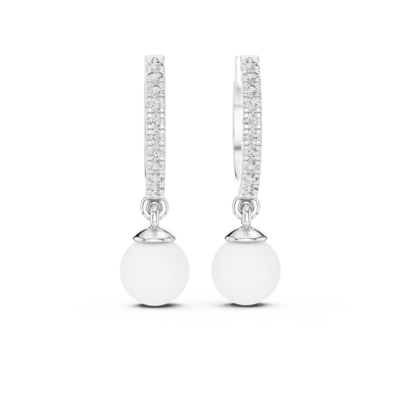 White Gold Radiant Harmony Jewel Hoop Earrings Front View
