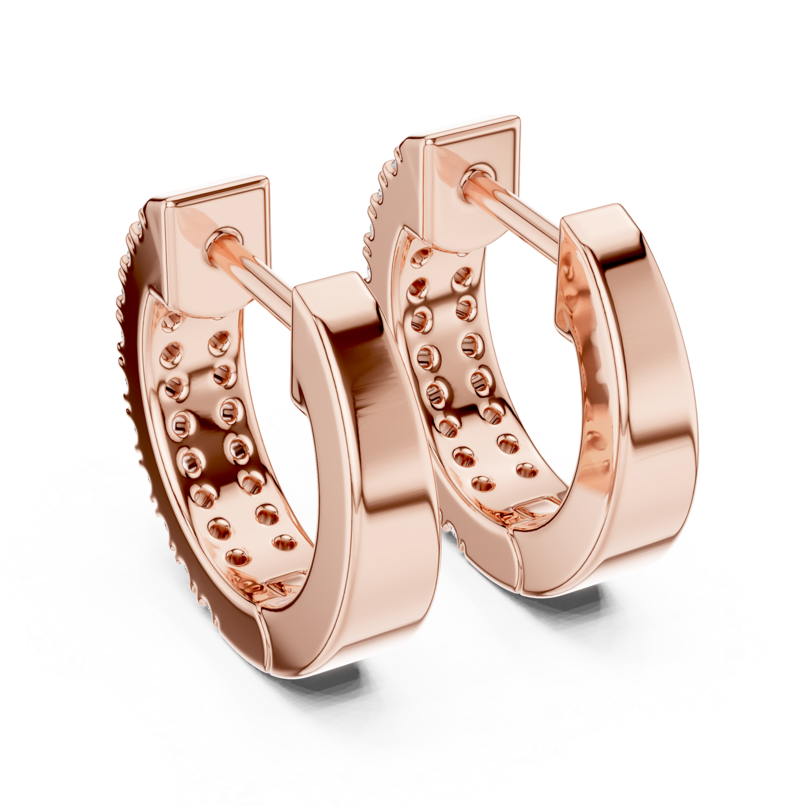  Rose Gold Lustrous Urban Twist Mini Hoops Side View
