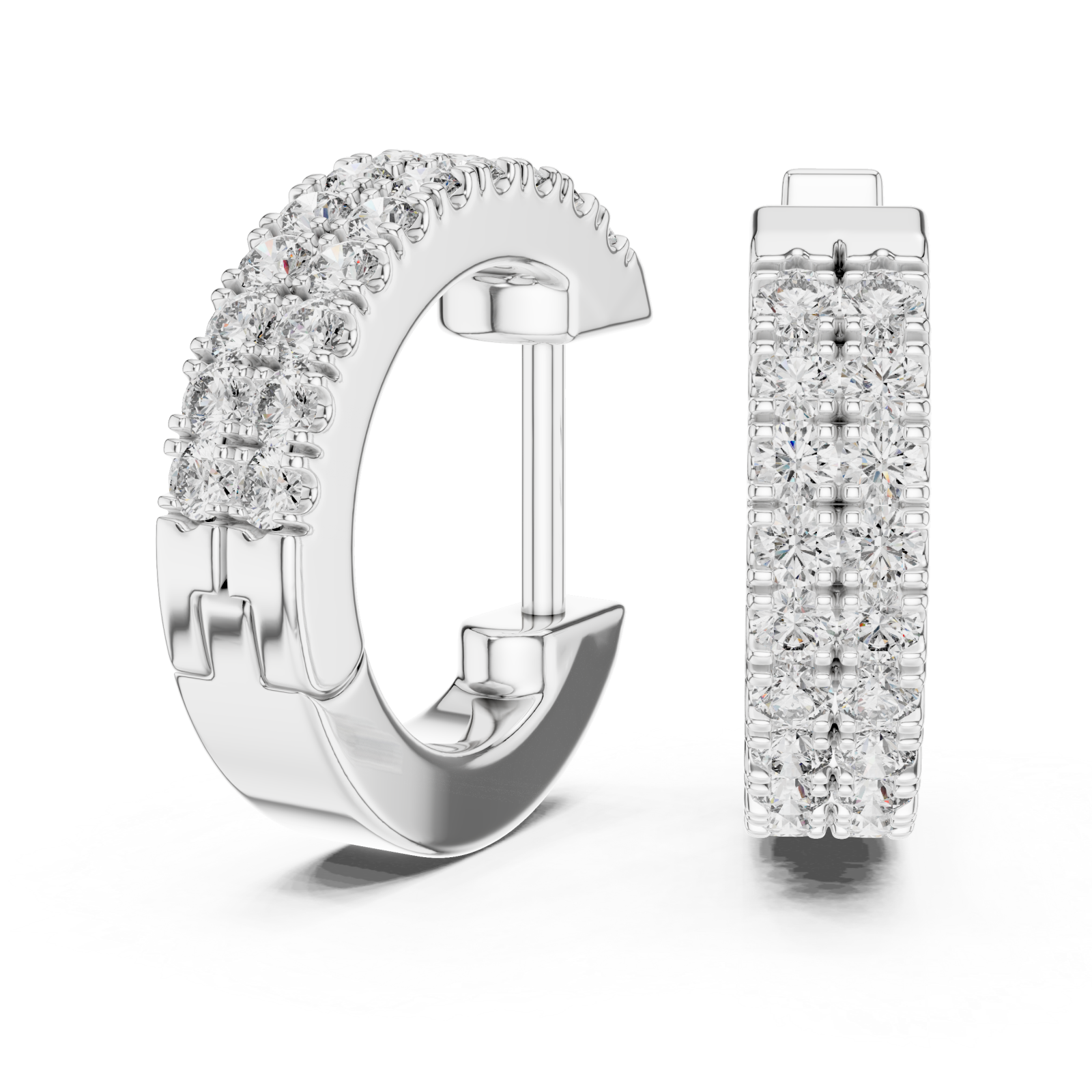  White Gold Lustrous Urban Twist Mini Hoops Left View