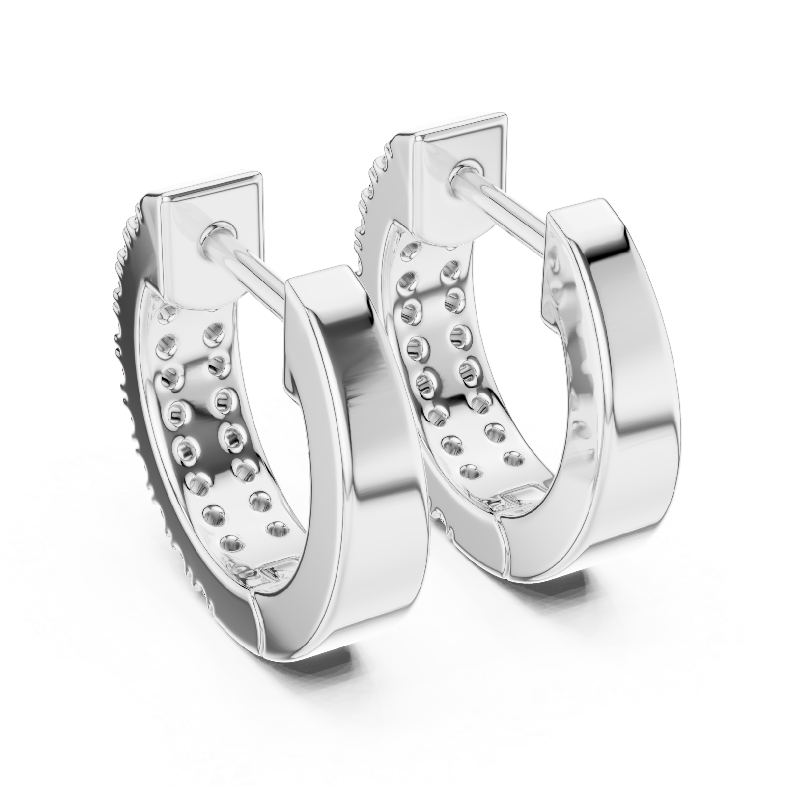  White Gold Lustrous Urban Twist Mini Hoops Side View