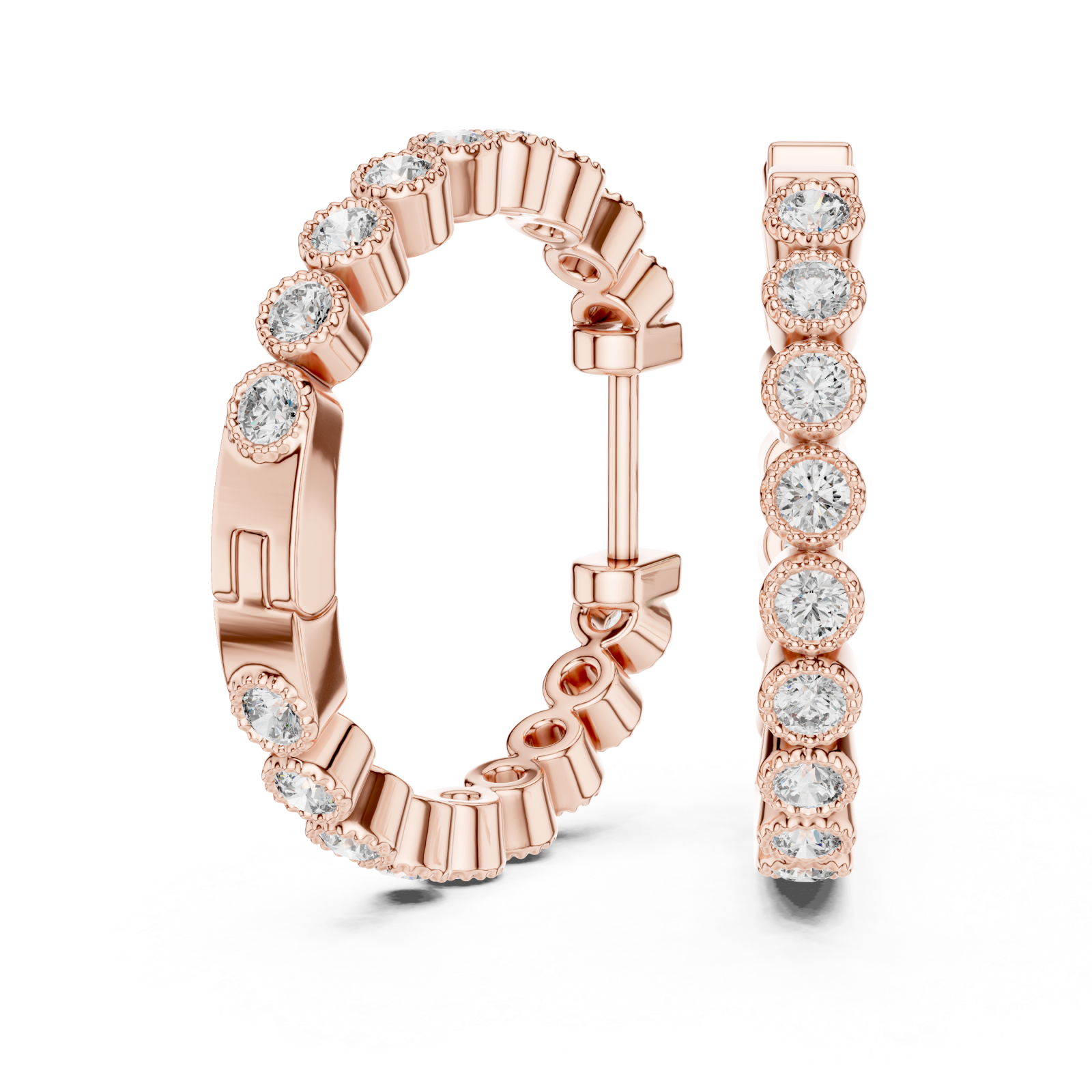 Rose Gold Celestial Whisper Sparkle Open Hoops Left View