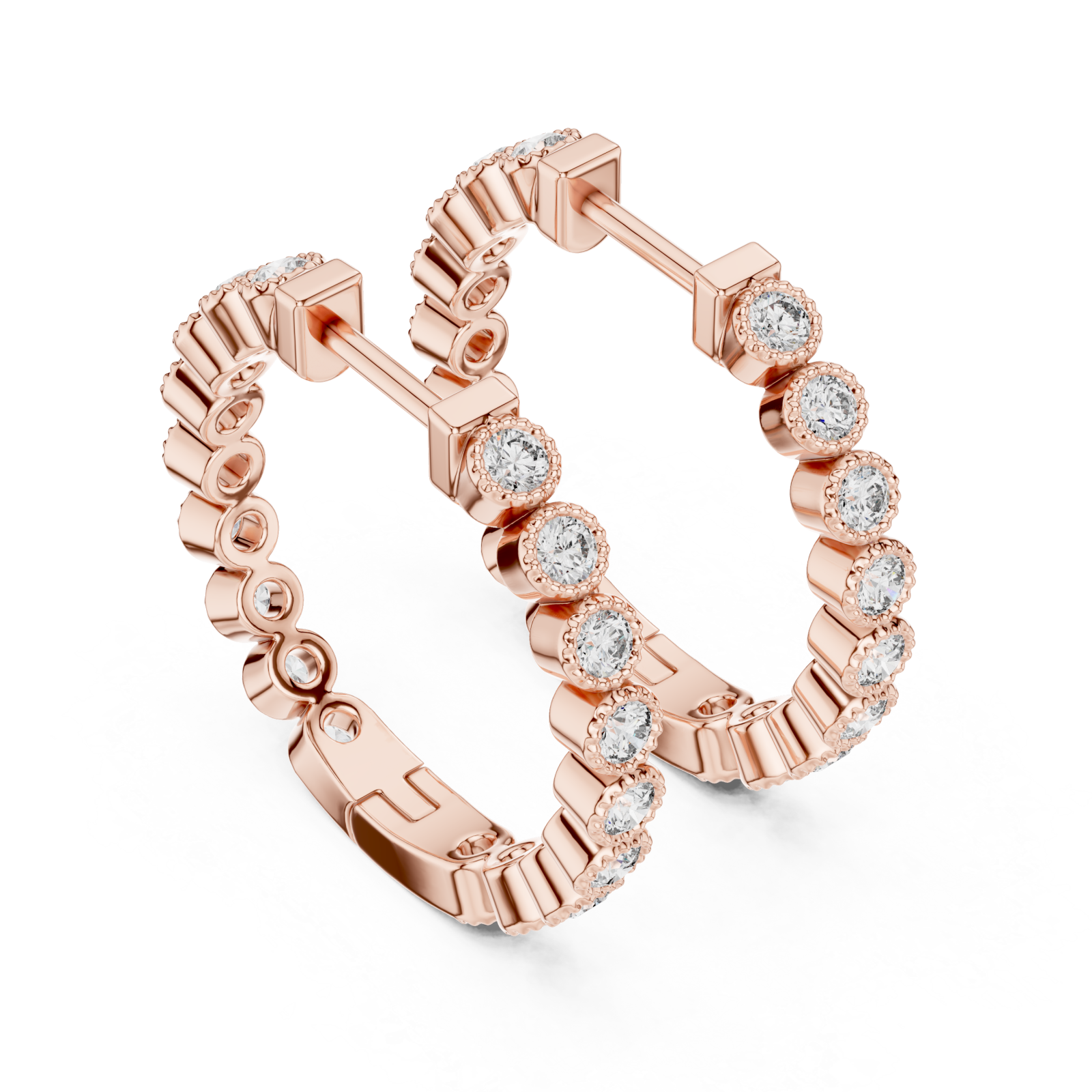  Rose Gold Celestial Whisper Sparkle Open Hoops Right View