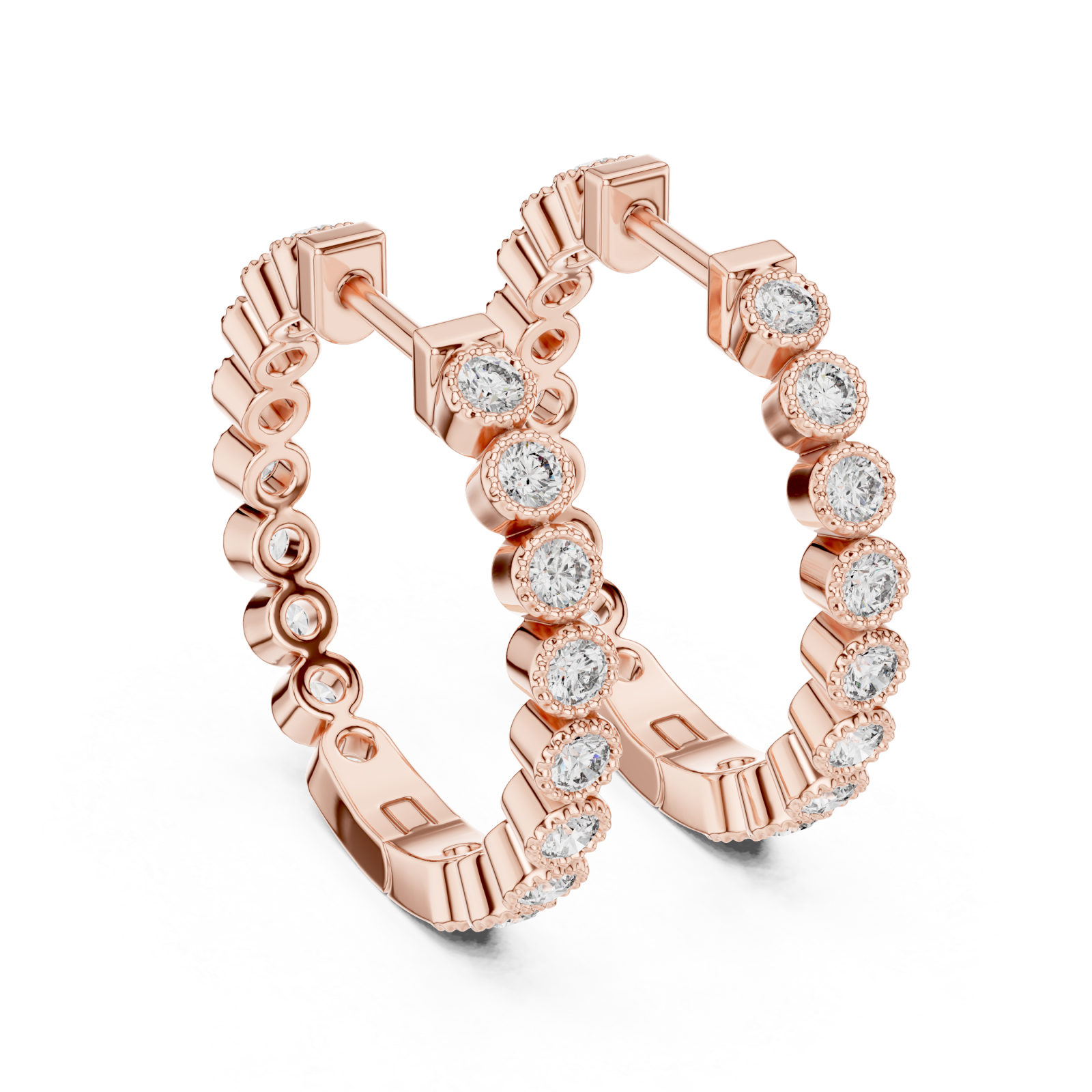 Rose Gold Celestial Whisper Sparkle Open Hoops Side View
