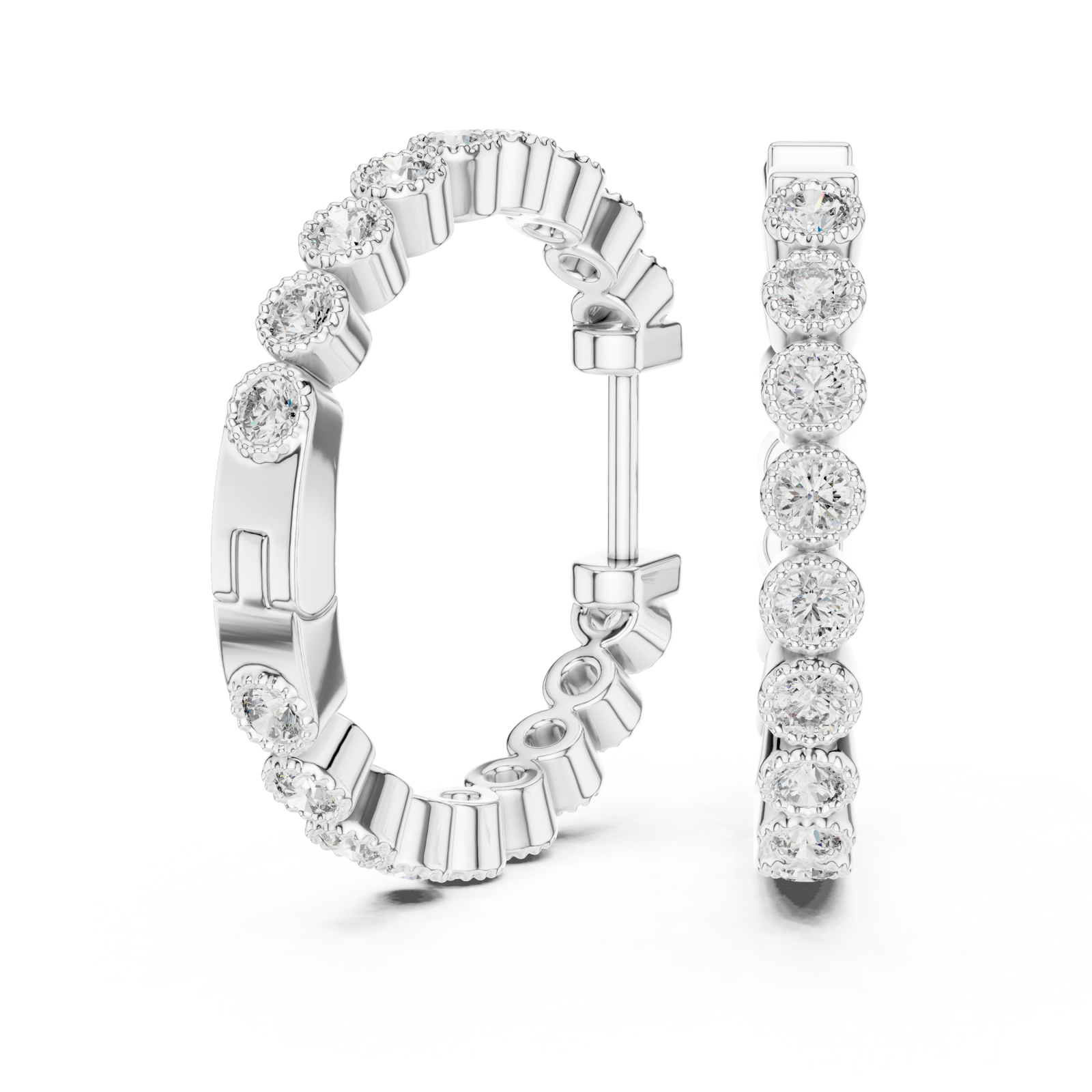  White Gold Celestial Whisper Sparkle Open Hoops Left View