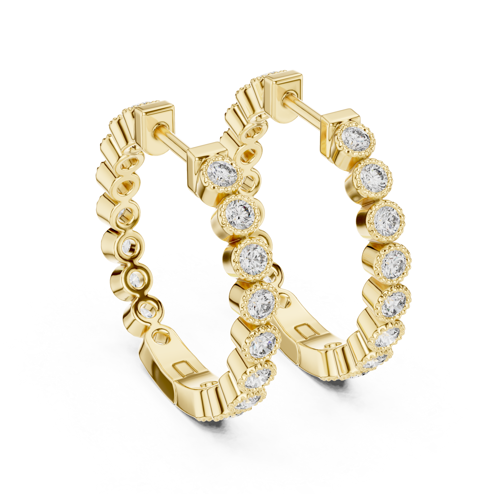  Gold Celestial Whisper Sparkle Open Hoops Side View