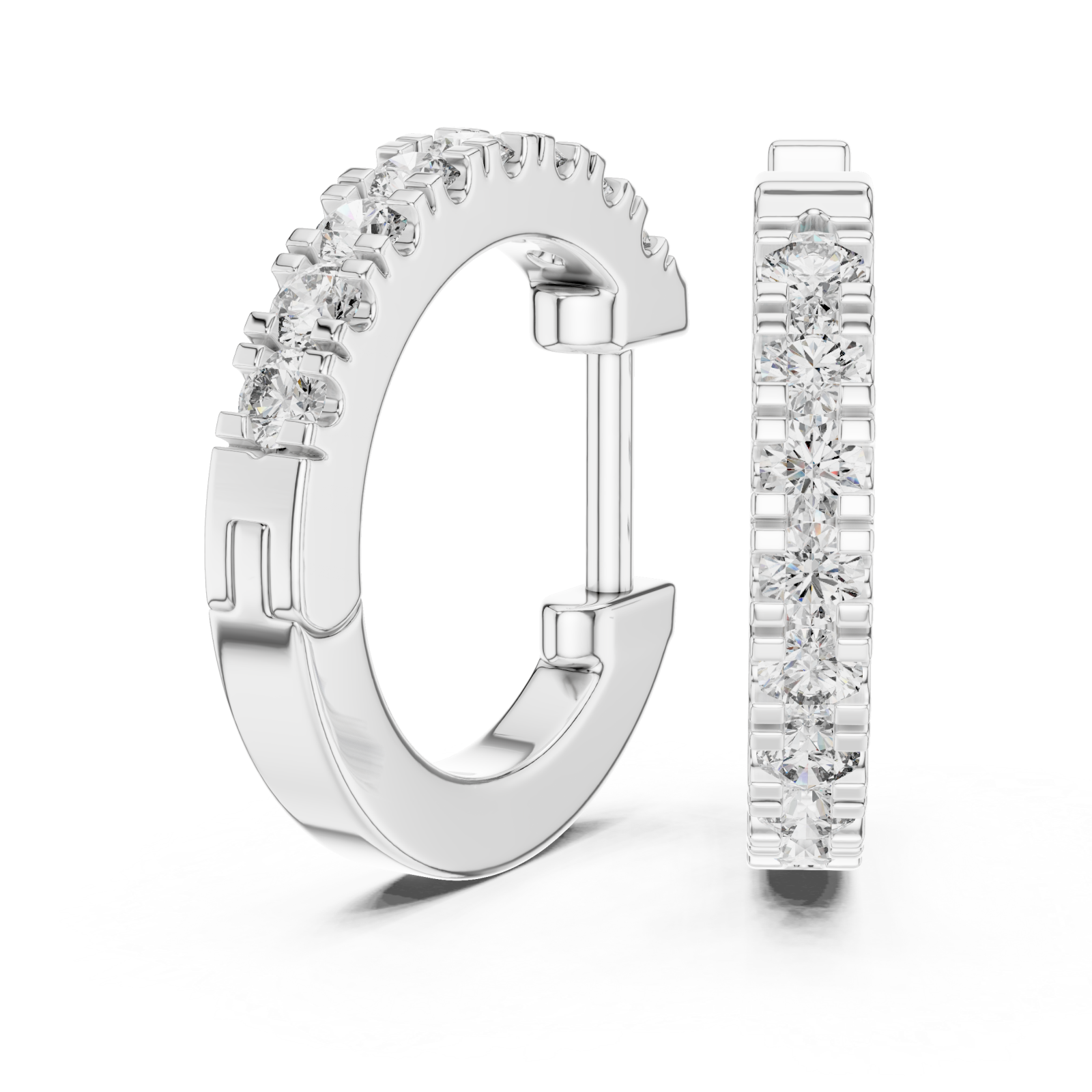  White Gold Urban Twist Hoop Earrings Left View