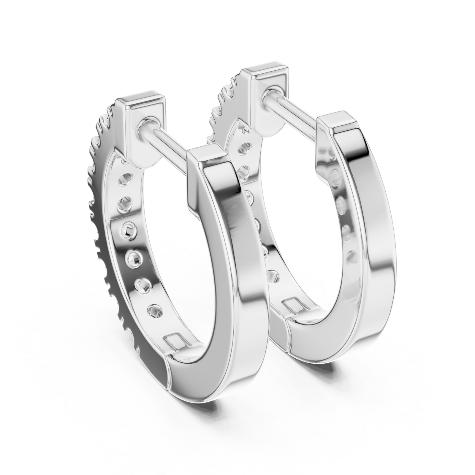  White Gold Urban Twist Hoop Earrings Side View