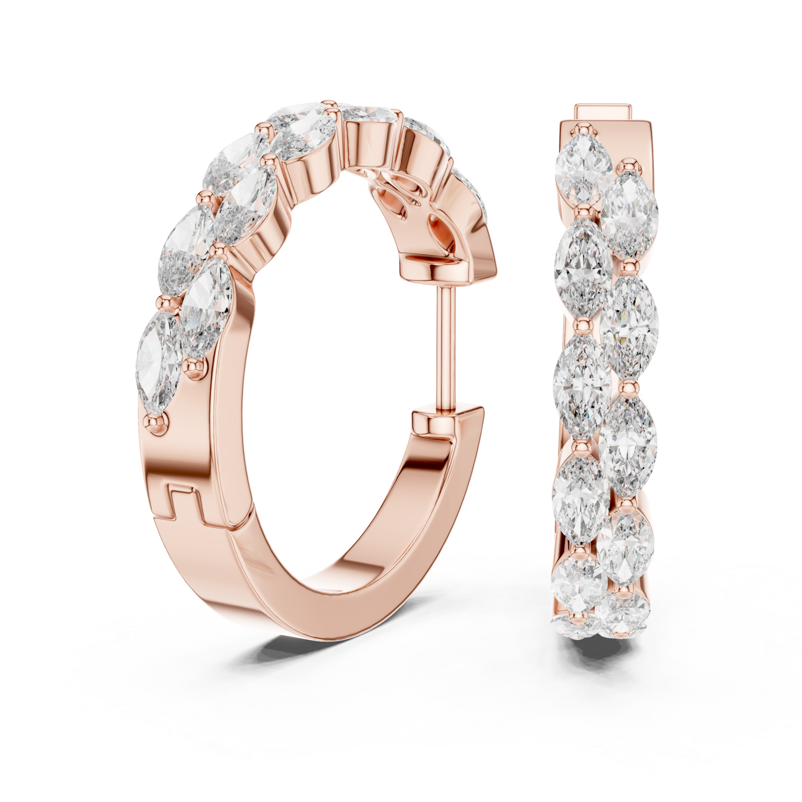  Rose Gold Twilight Glimmer Artisanal Hoops for Women Left View