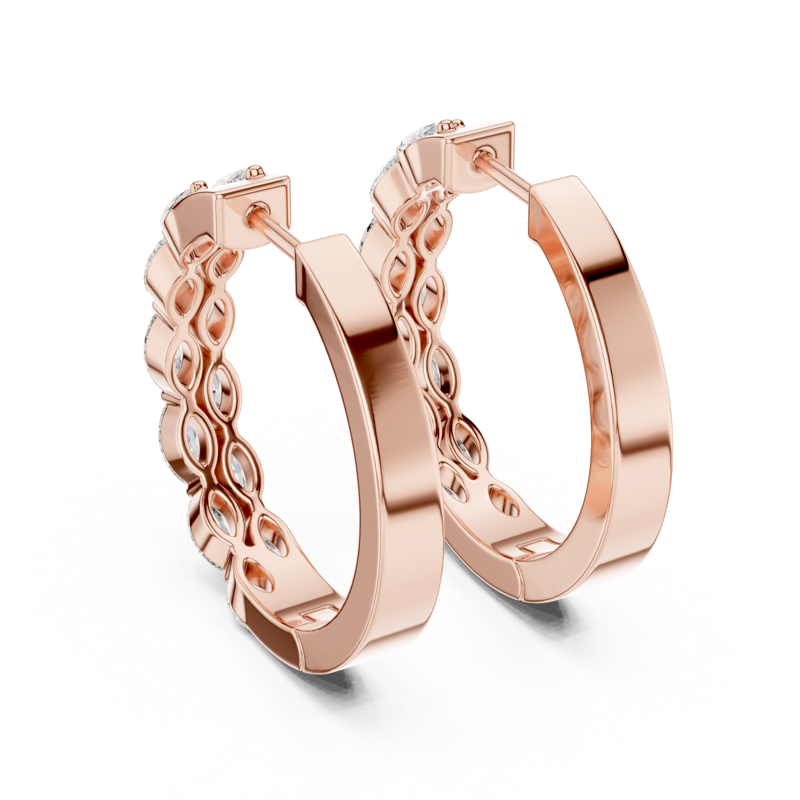  Rose Gold Twilight Glimmer Artisanal Hoops for Women Side View