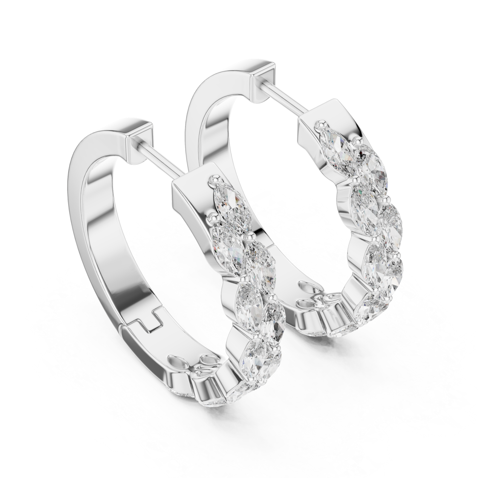  White Gold Twilight Glimmer Artisanal Hoops for Women Right View