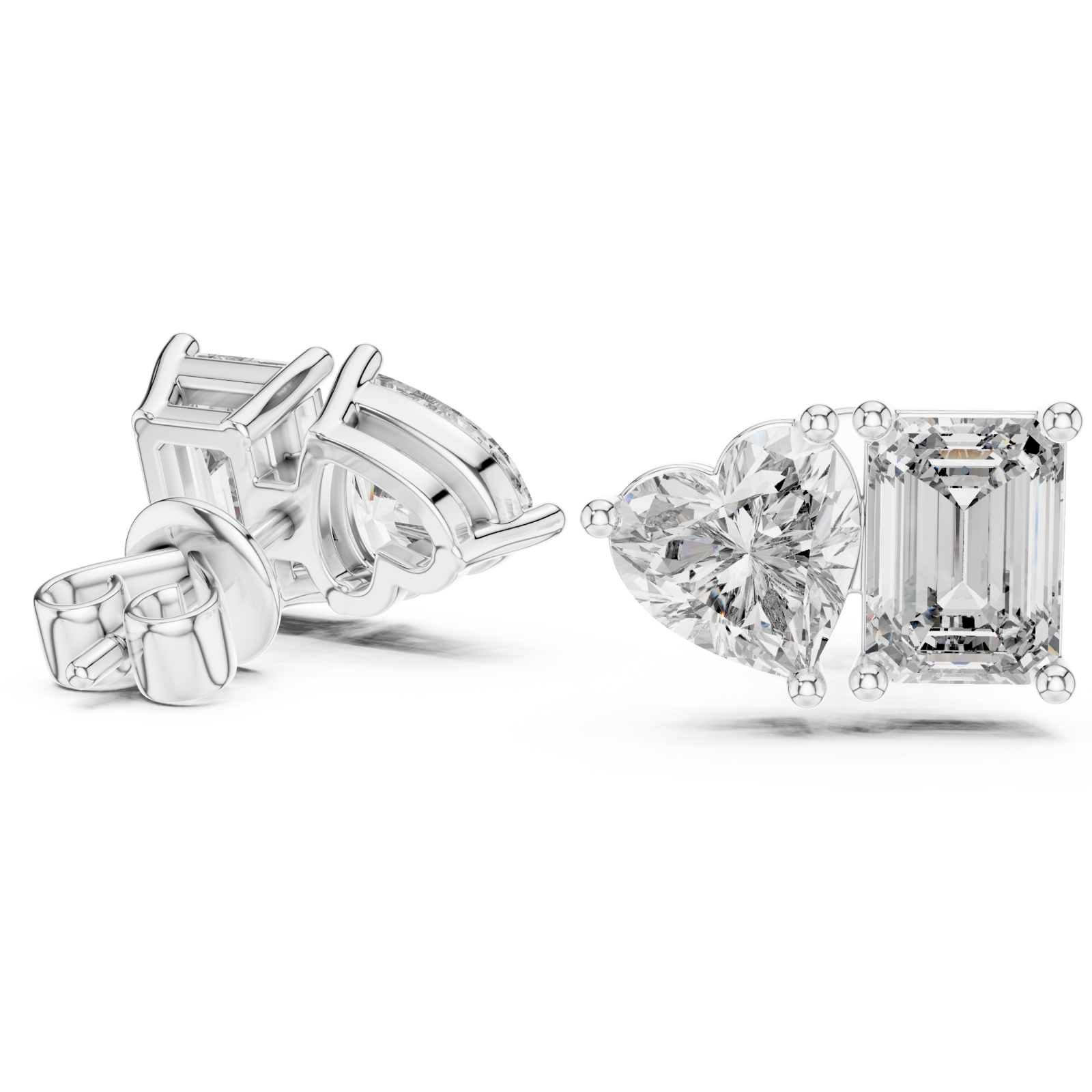  White Gold Enchanted Evening Light Petite Studs Left View