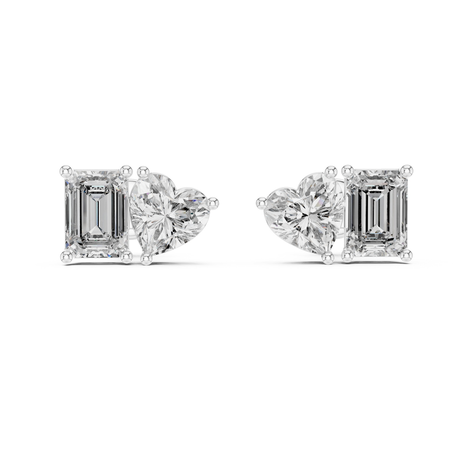  White Gold Enchanted Evening Light Petite Studs Front View