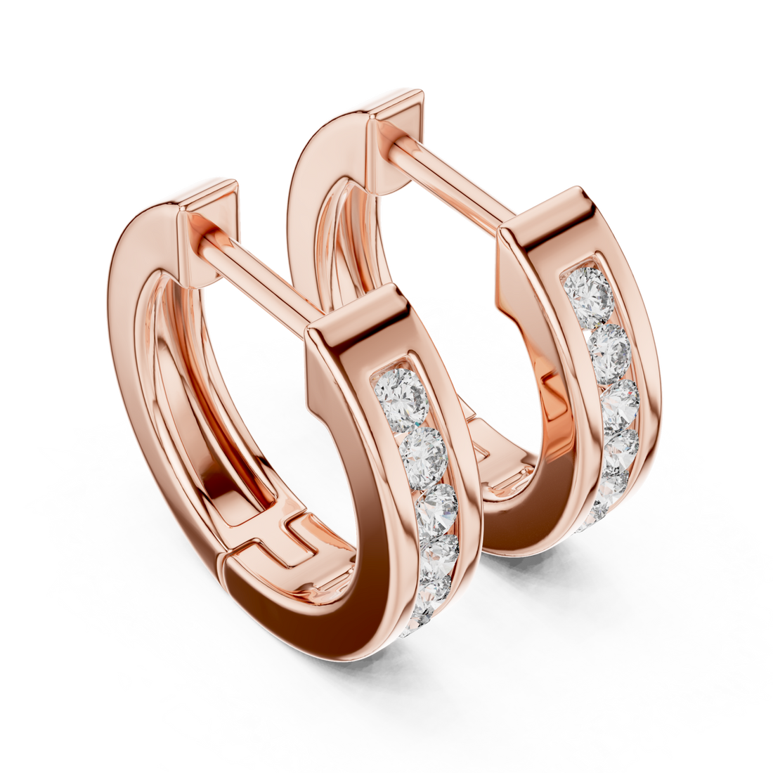  Rose Gold Elegant Horizon Signature Oval Hoops Right View