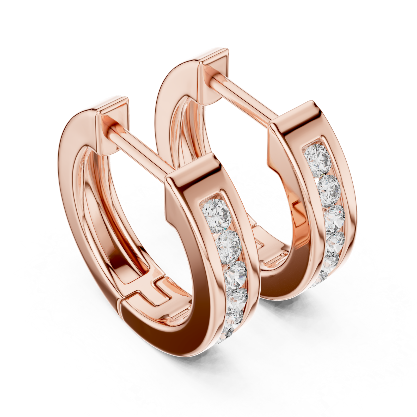  Rose Gold Elegant Horizon Signature Oval Hoops Right View