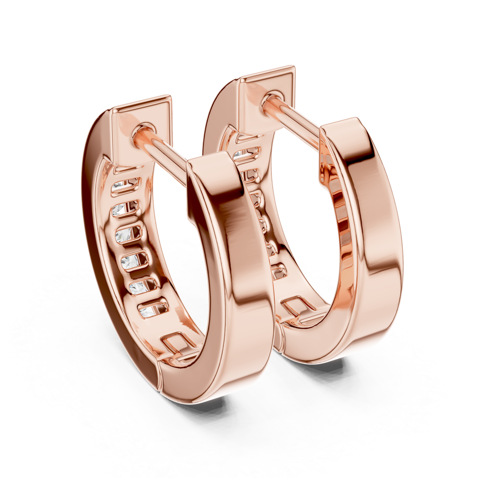  Rose Gold Elegant Horizon Signature Oval Hoops Side View
